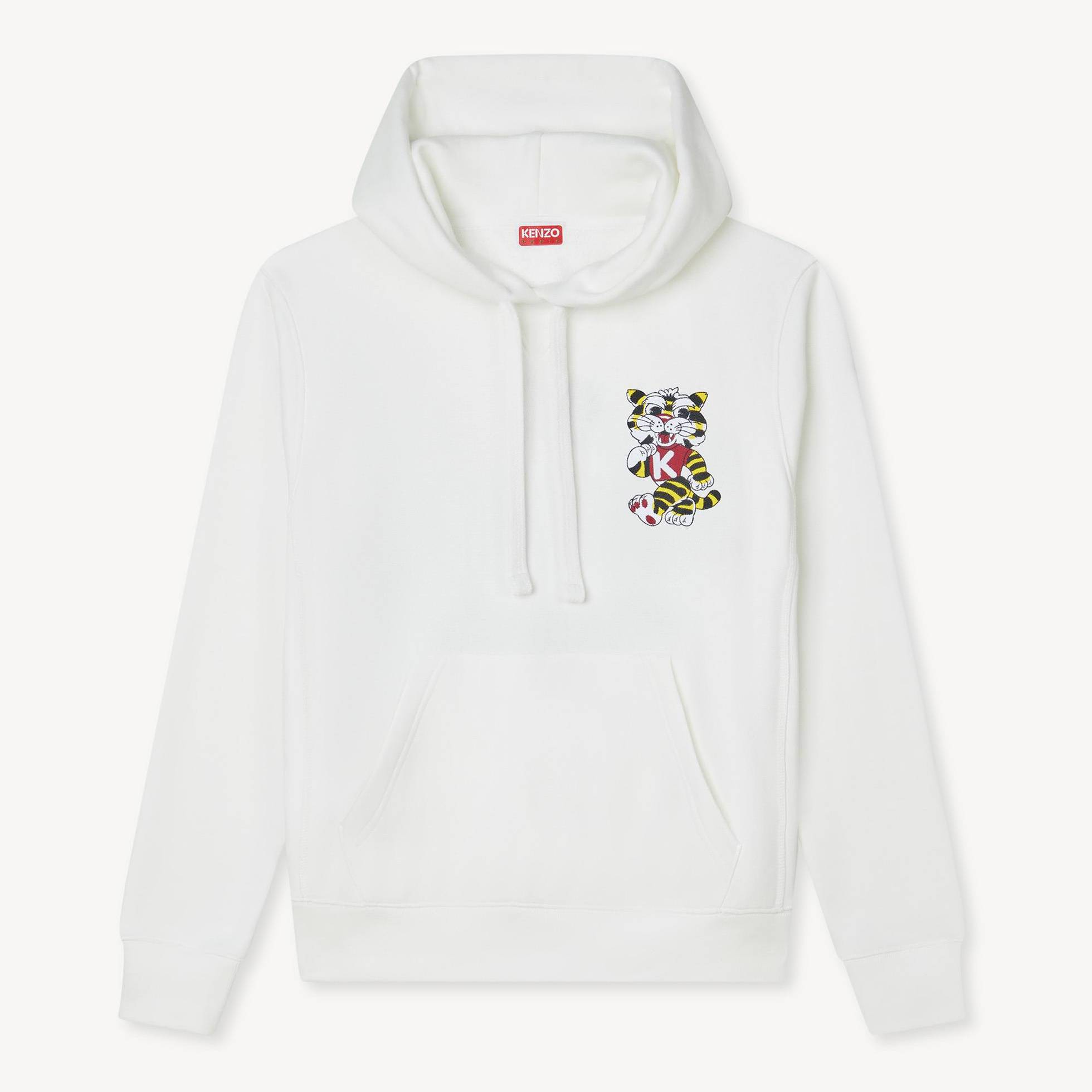 KENZO ' Wild Tiger' Embroidered Hoodie , Woman, Off White, Size M, Cotton