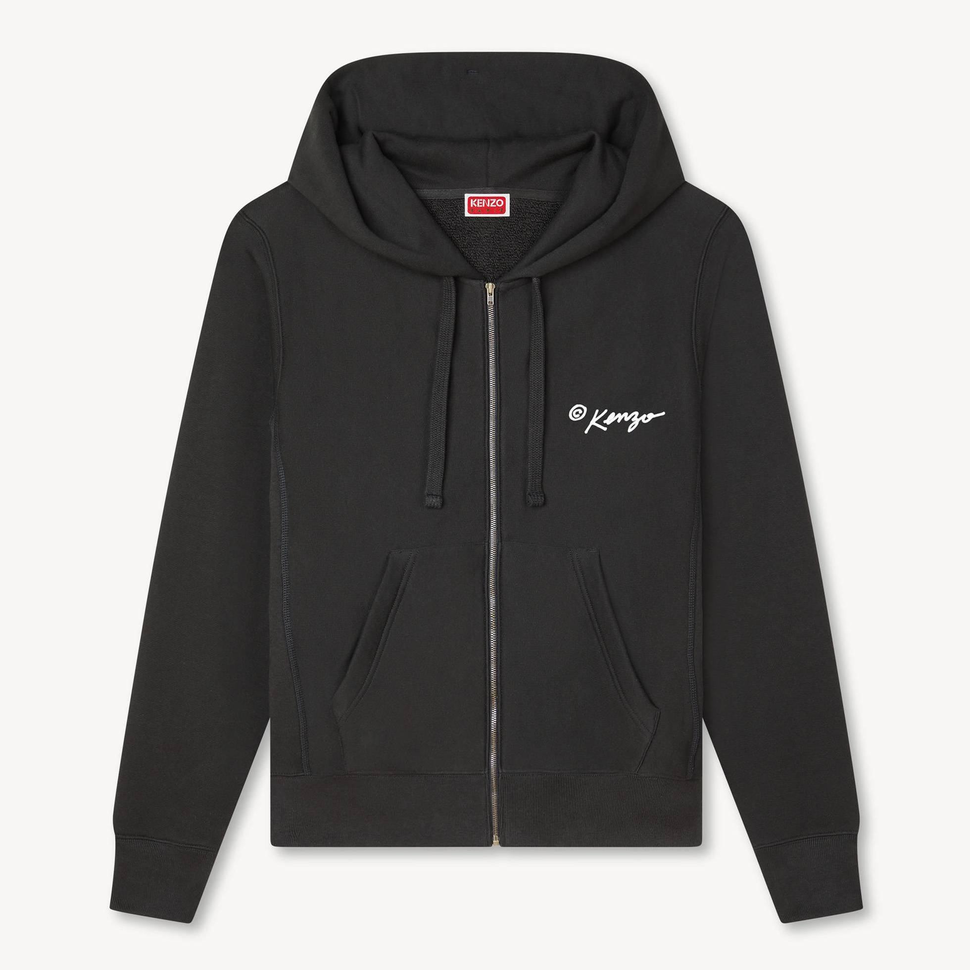 KENZO ' Wild Tiger' Zip Up Hoodie , Woman, Black, Size Xl, Cotton