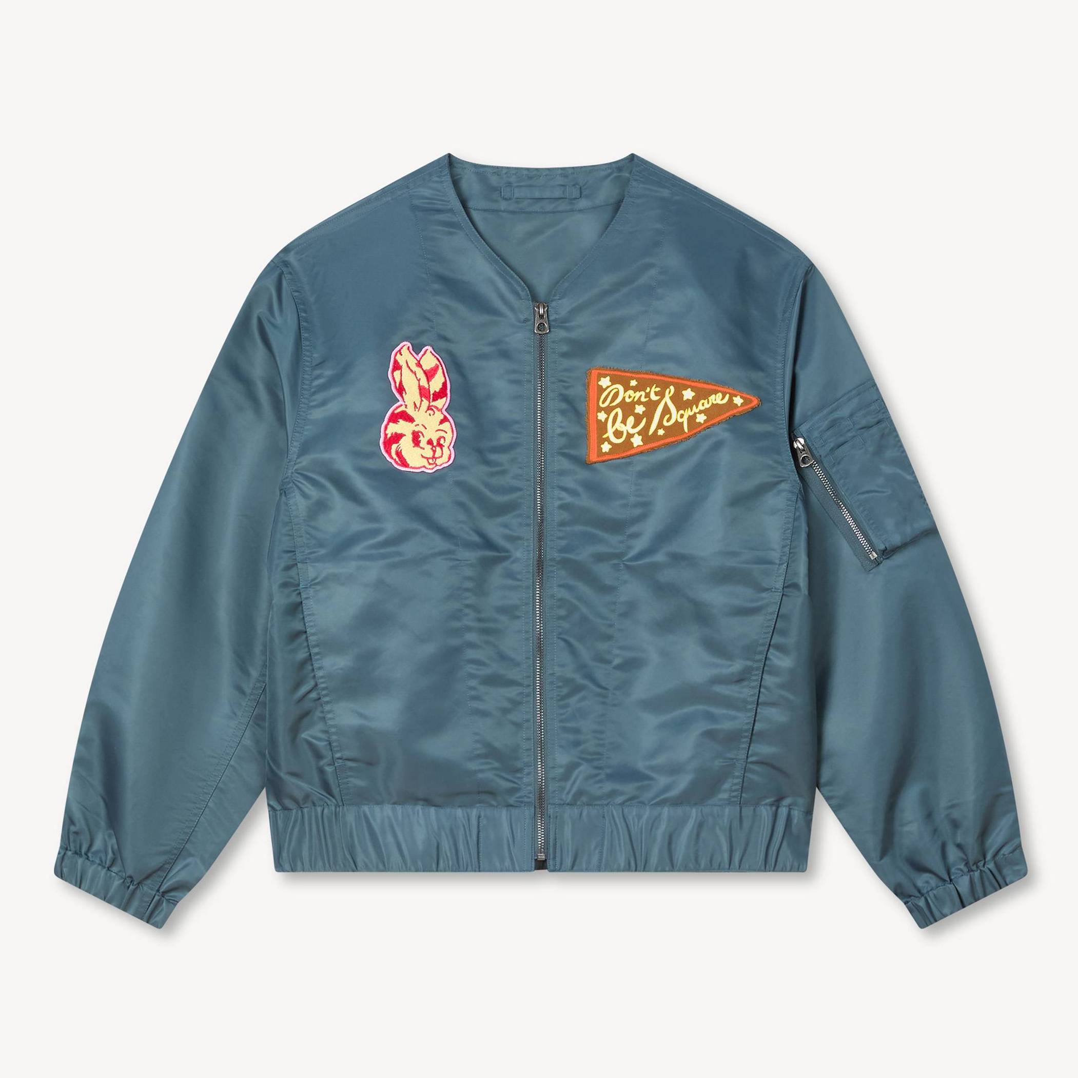 KENZO 'Kenzo Badges' Light Collarless Bomber, Anthracite, Womens , Xl