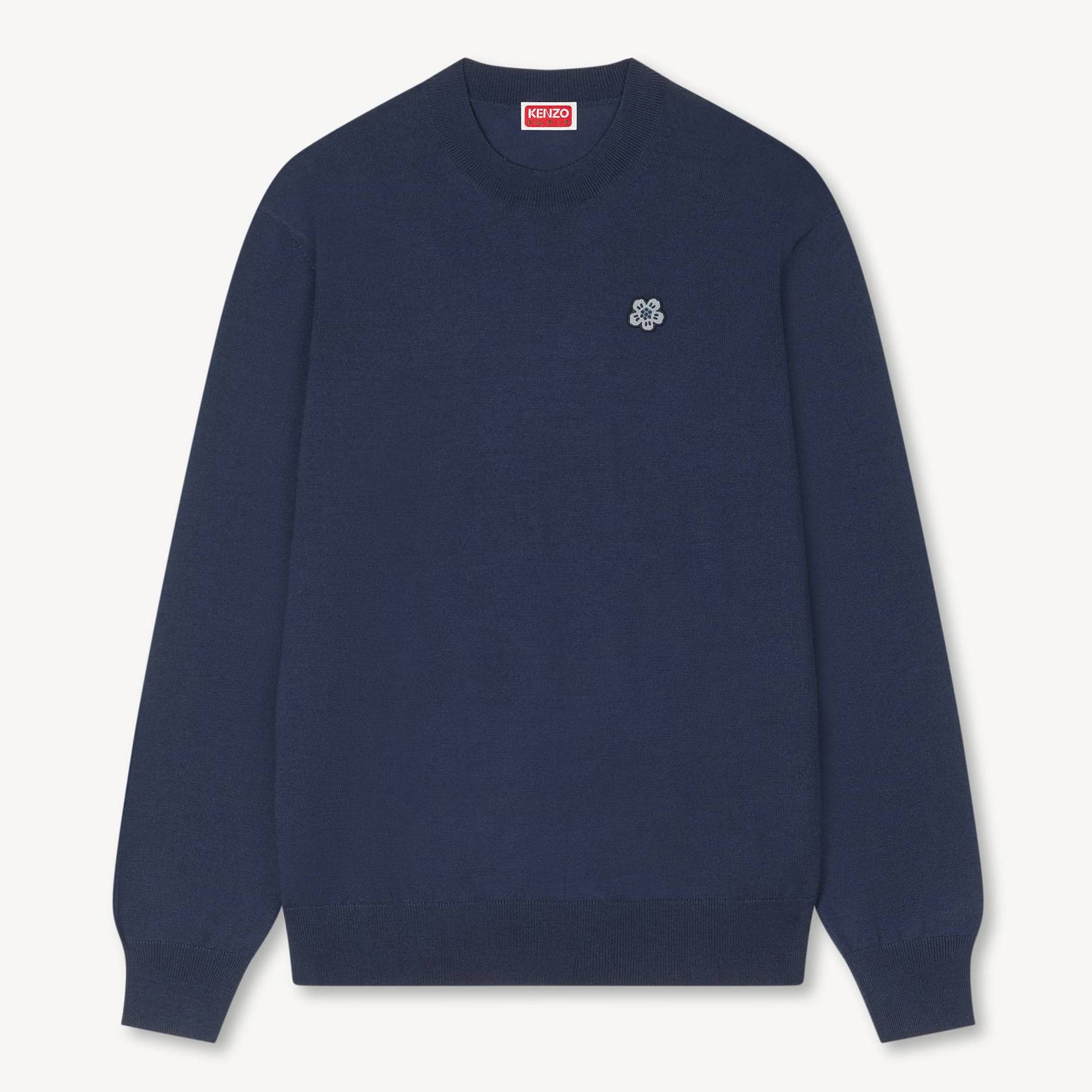 KENZO 'Boke Flower' Sweater In Merino Wool, Woman, Navy Blue, Size S, Wool