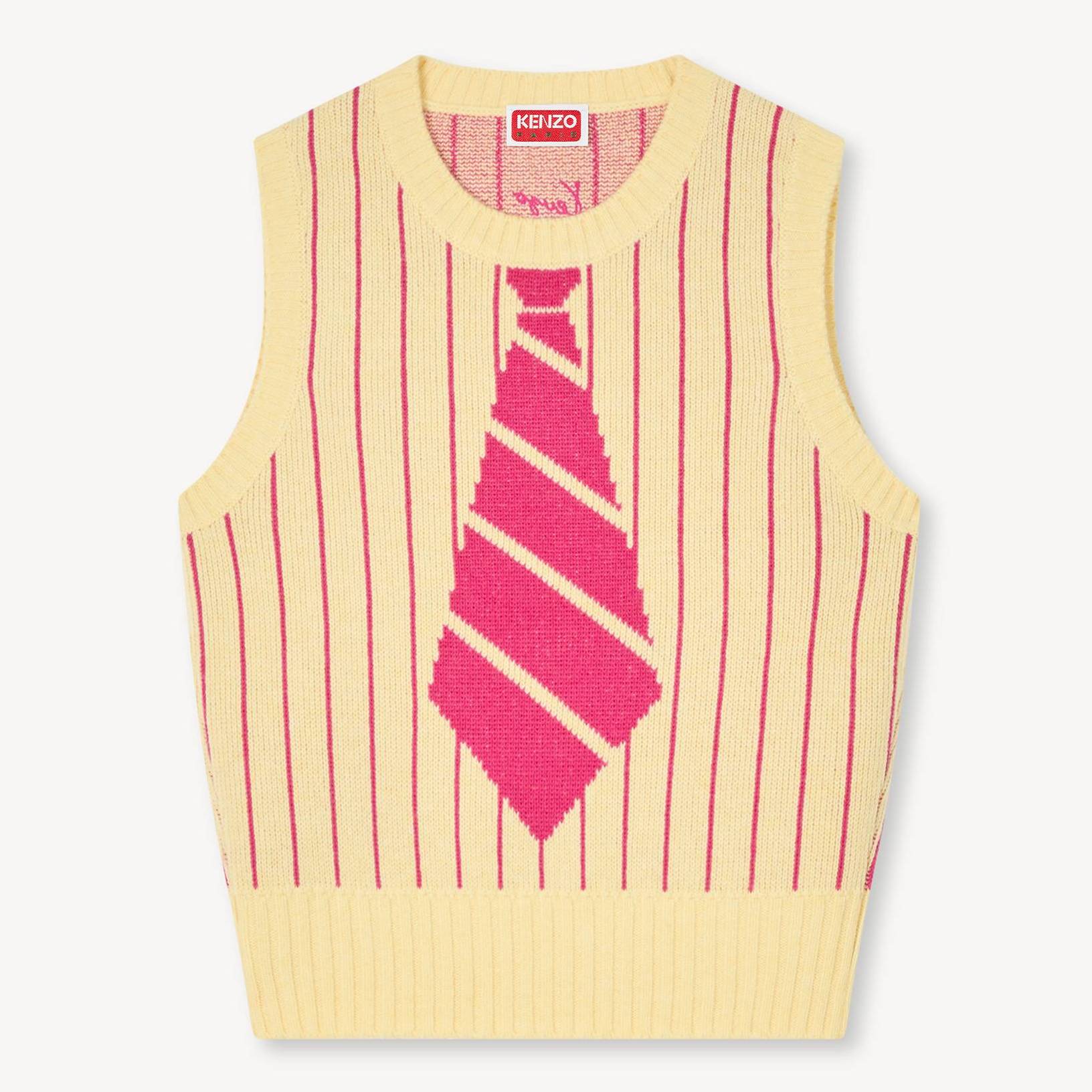 KENZO ' Trompe L'œil' Vest In Wool Cotton, Woman, Vanilla, Size S, Cotton