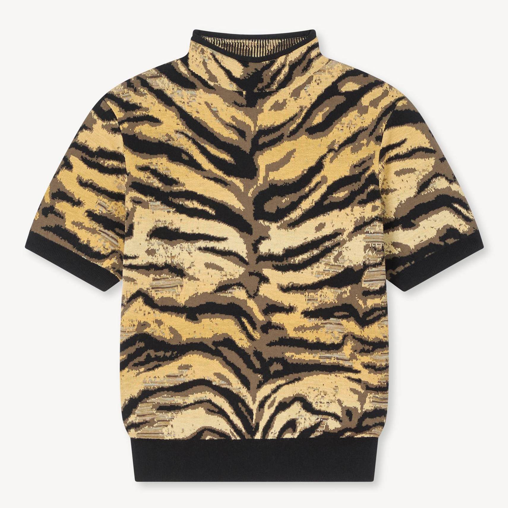 KENZO ' Tiger' Mock Neck Top In Mixed Cotton Wool, Woman, Marigold, Size M,