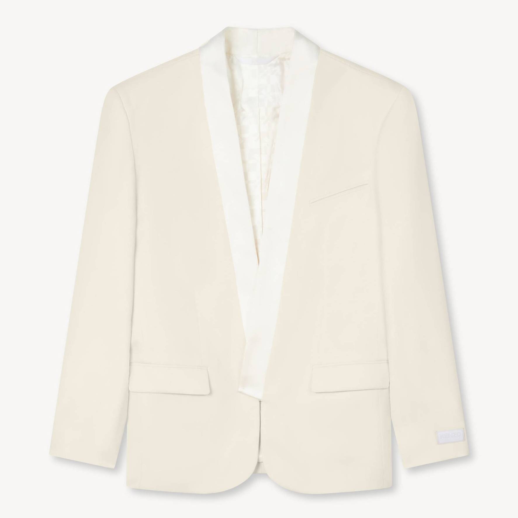 KENZO Single Breasted Kimono Blazer In Virgin Wool Ecru - Womens Size 42