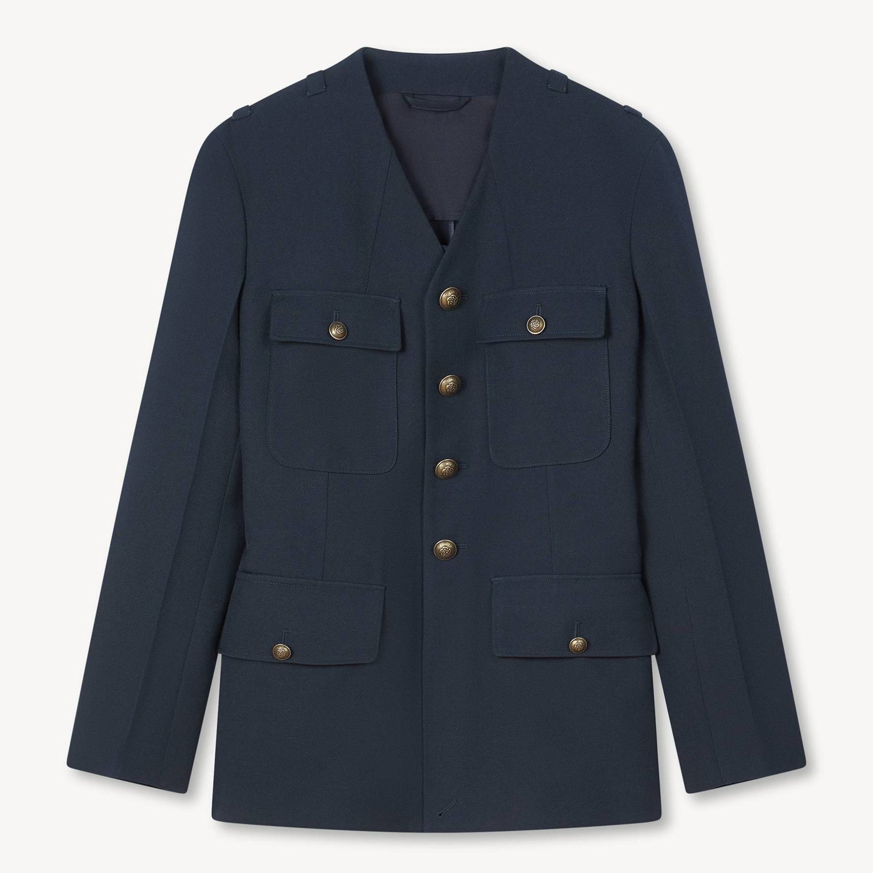 KENZO Military Jacket, Woman, Navy Blue, Size 38, Wool