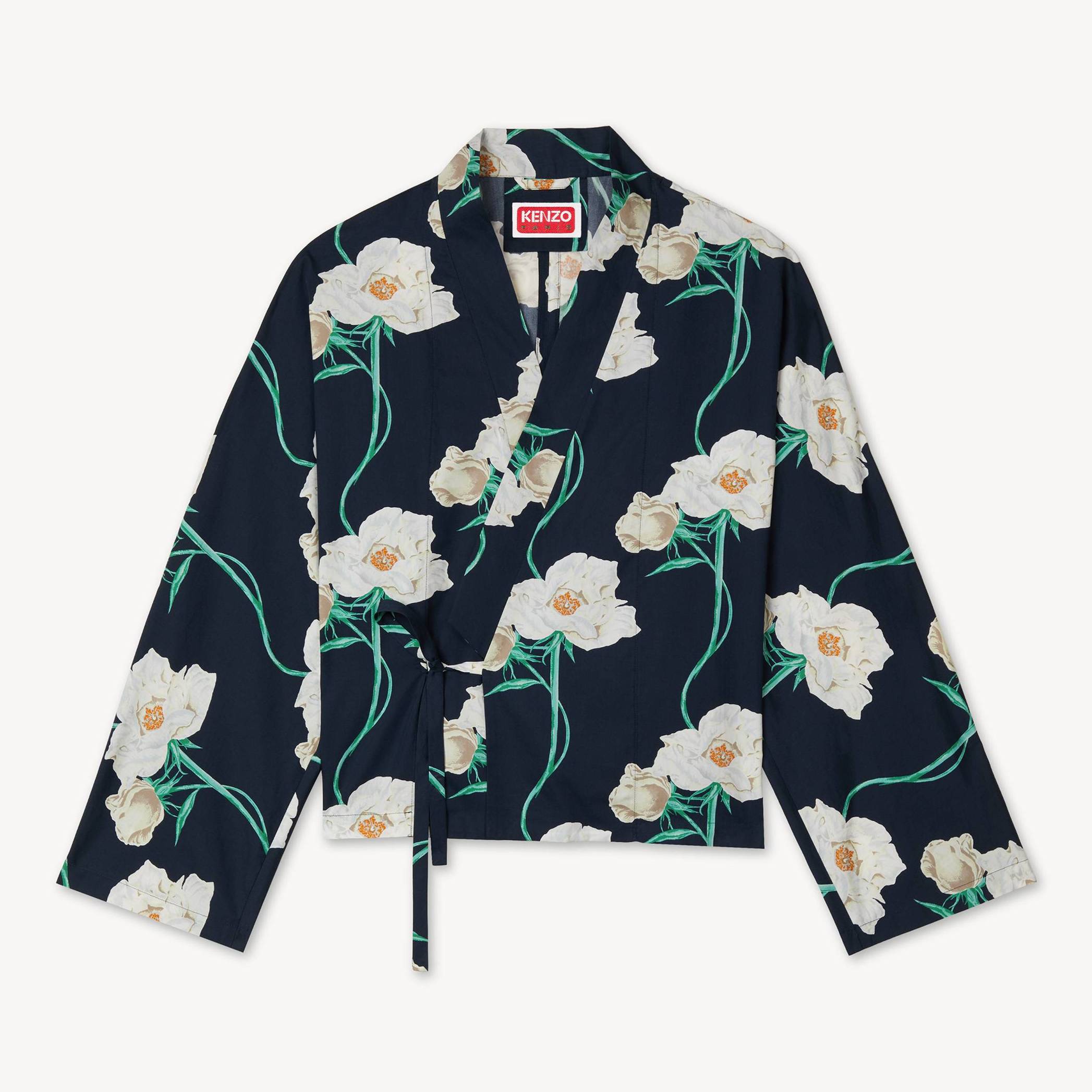 KENZO ' Archive Pink' Light Kimono Jacket , Woman, Navy Blue, Size Xl, Cotton