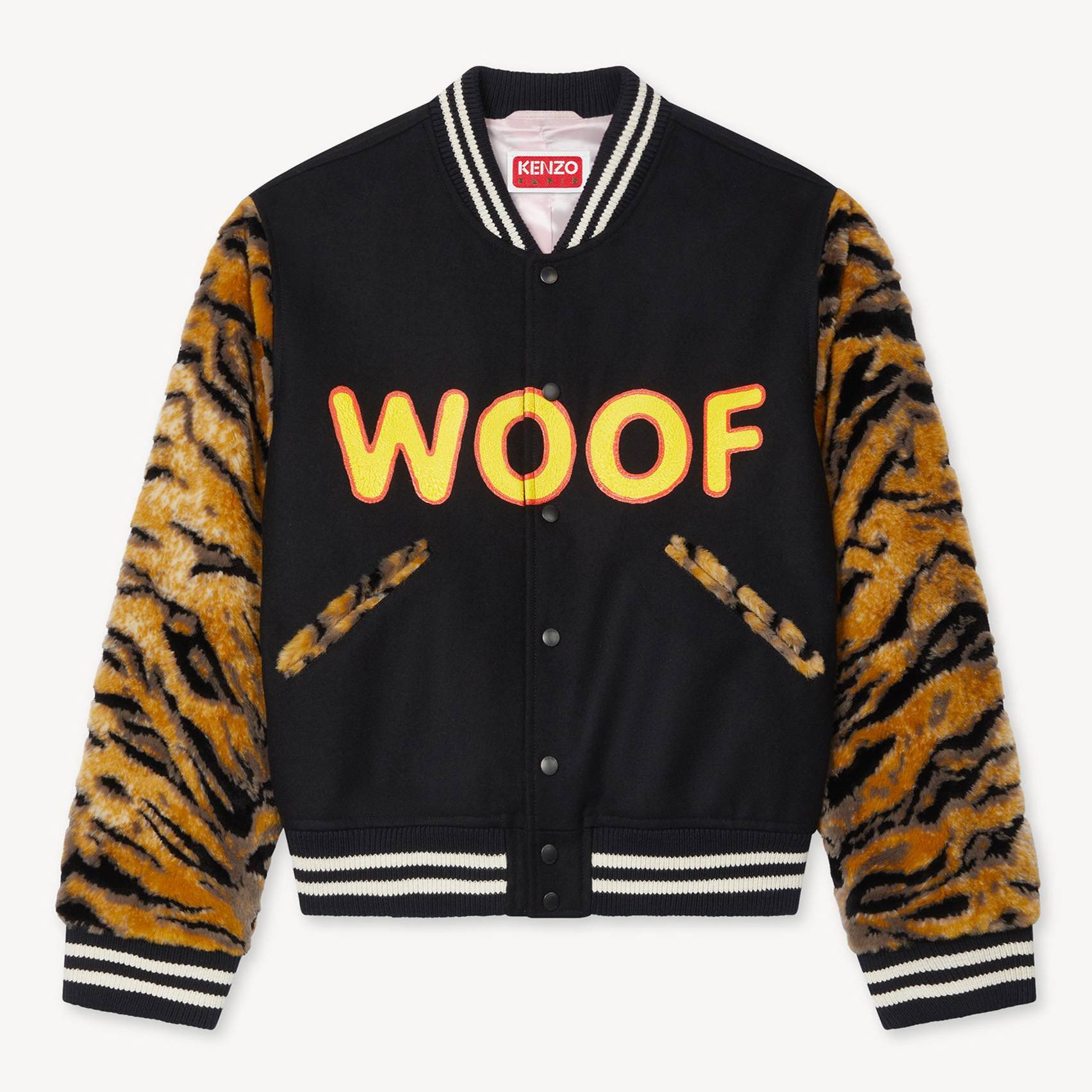 KENZO Tiger' Printed Varsity Jacket , Unisex, Black, Size S, Wool