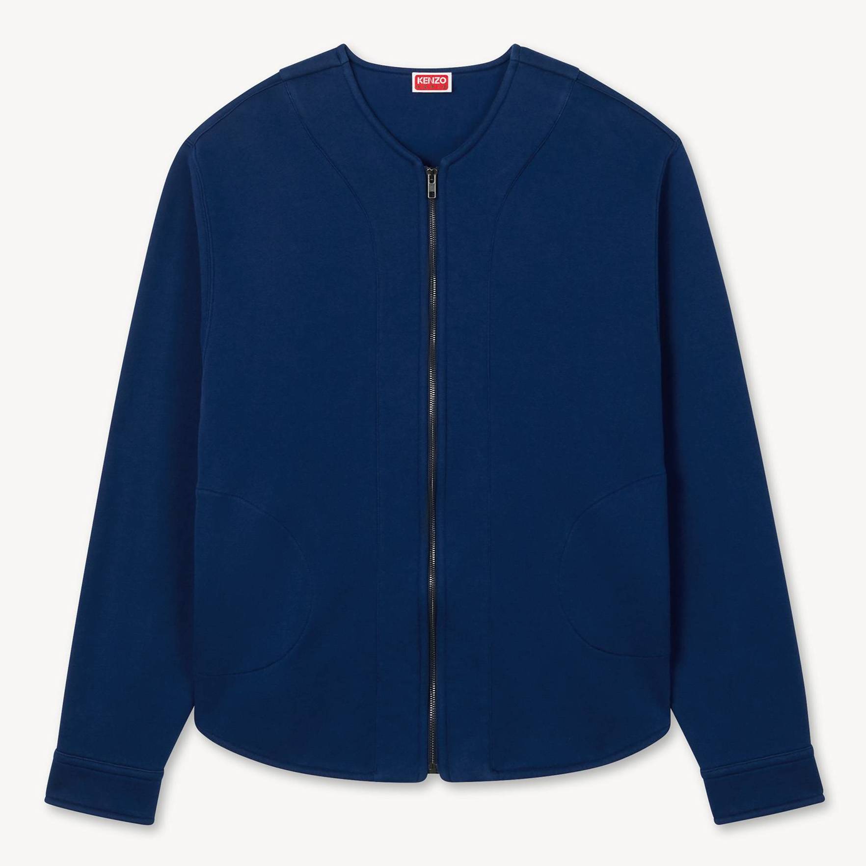 KENZO 'Boke Flower 2.0' Embroidered Zip Up Cardigan , Man, Deep Sea Blue, Size M, Cotton