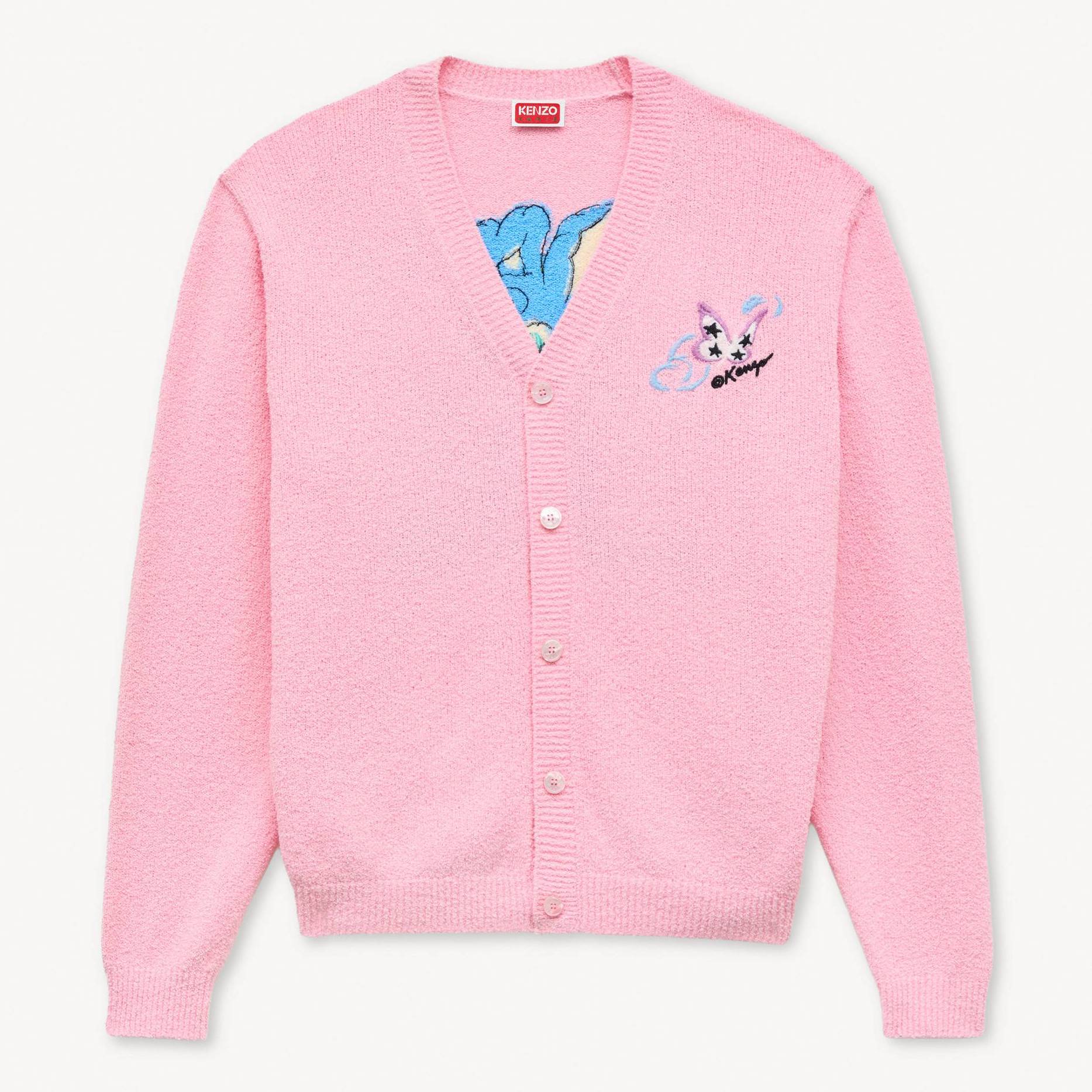 KENZO ' Cartoon' Cardigan In Spongy Cotton, Man, Flamingo Pink, Size S, Cotton
