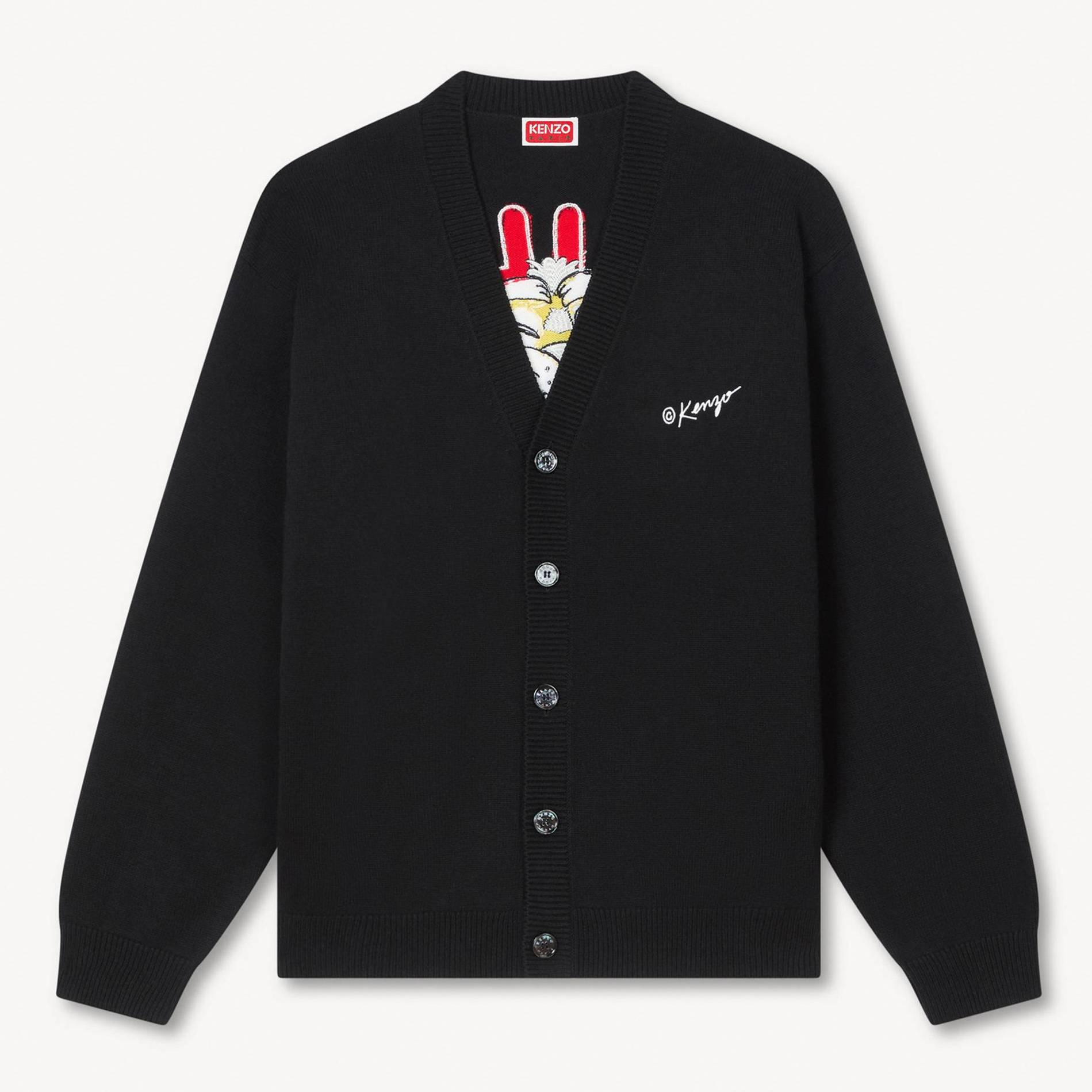 KENZO ' Wild Tiger' Cardigan In Wool Cotton, Man, Black, Size L, Cotton