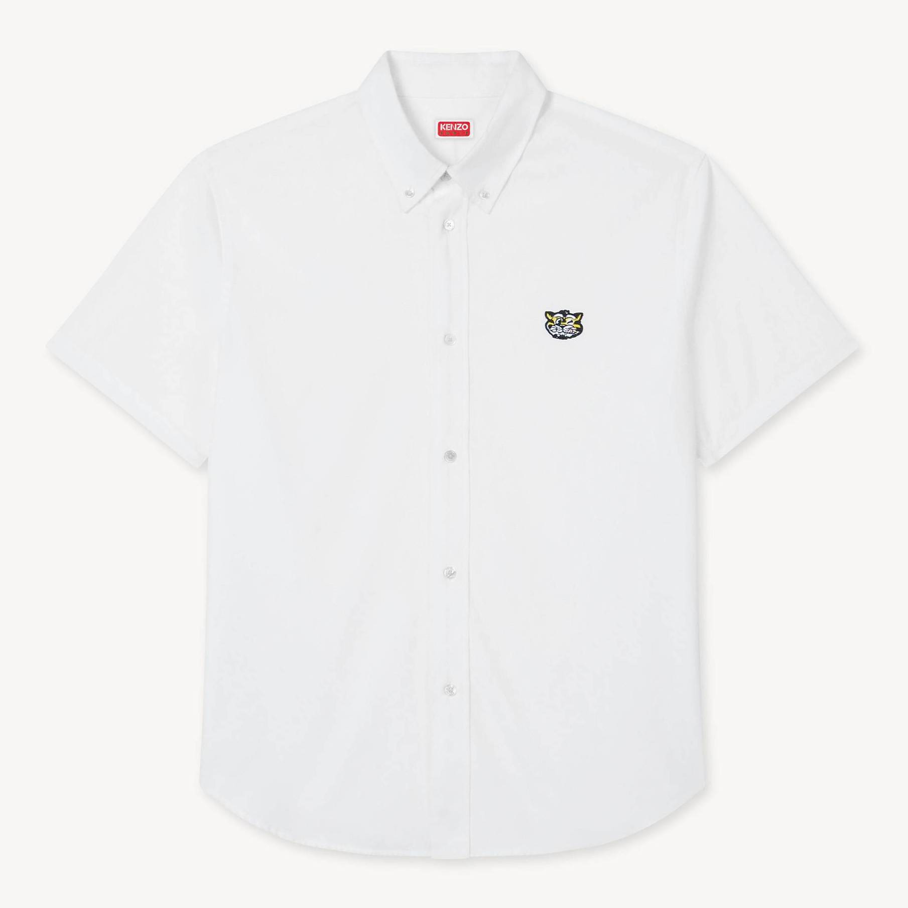 Camicia a Maniche Corte 'Kenzo Wild Tiger' In Popeline Di Cotone Bianco- Uomo - Taglia S