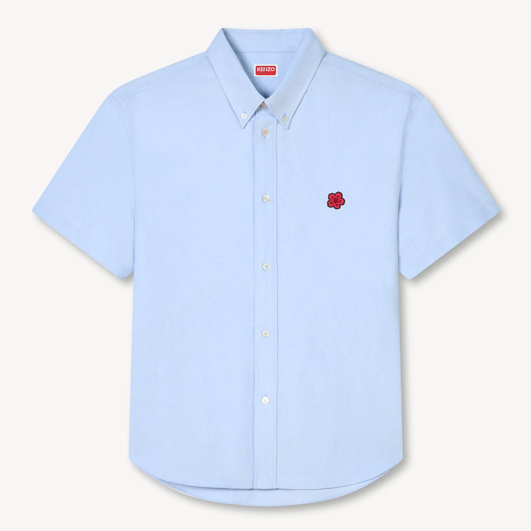 KENZO 'Boke Flower' Short Sleeve Shirt Oxford, Man, Light Blue, Size L,
