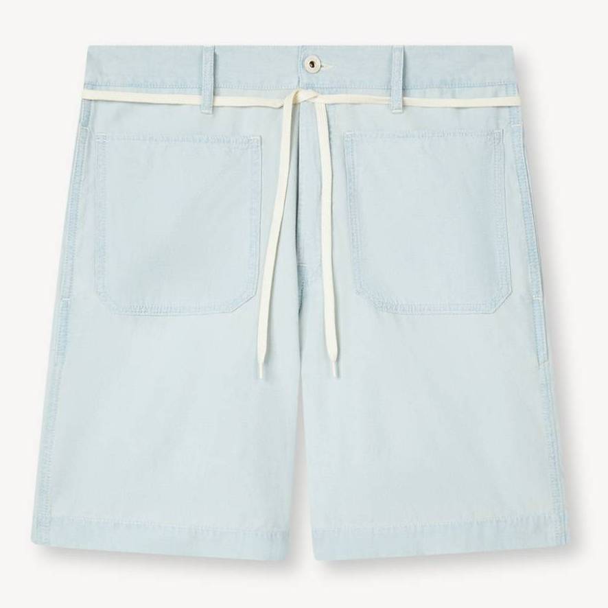 KENZO Lace Straight Short In Stone Bleach Chambray, Man, Bl Dirty Blue Denim, Size 34, Denim