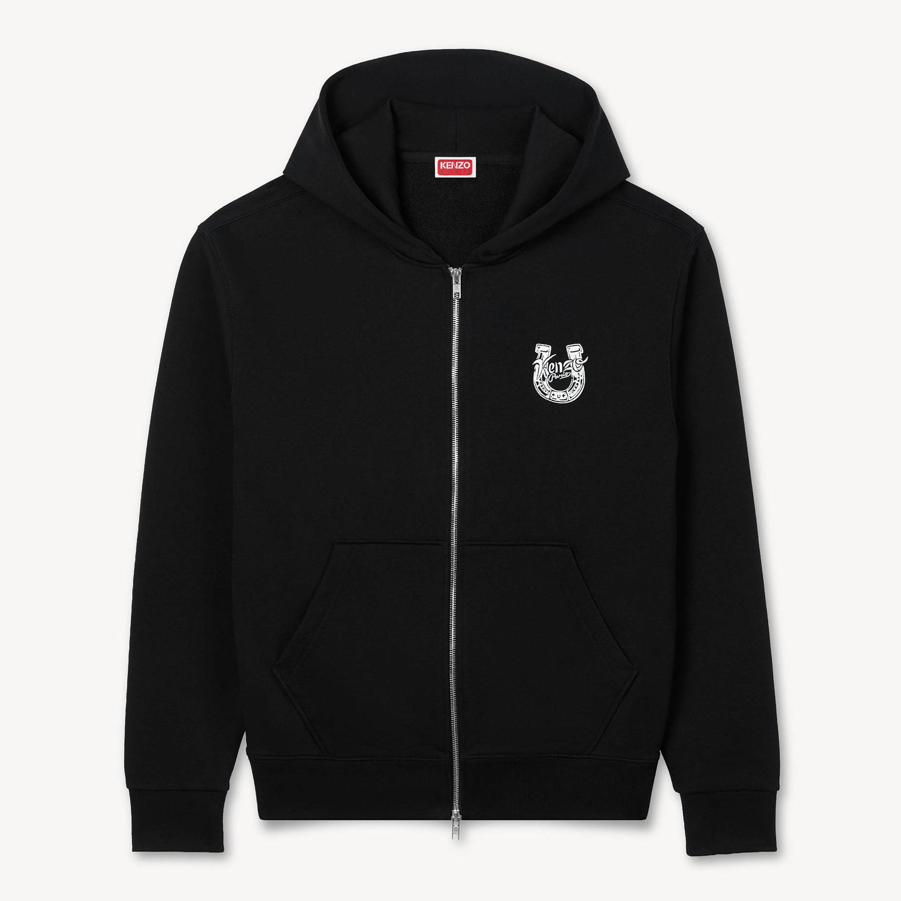KENZO 'Lunar New Year' Embroidered Zip Up Hoodie , Man, Black, Size M, Cotton