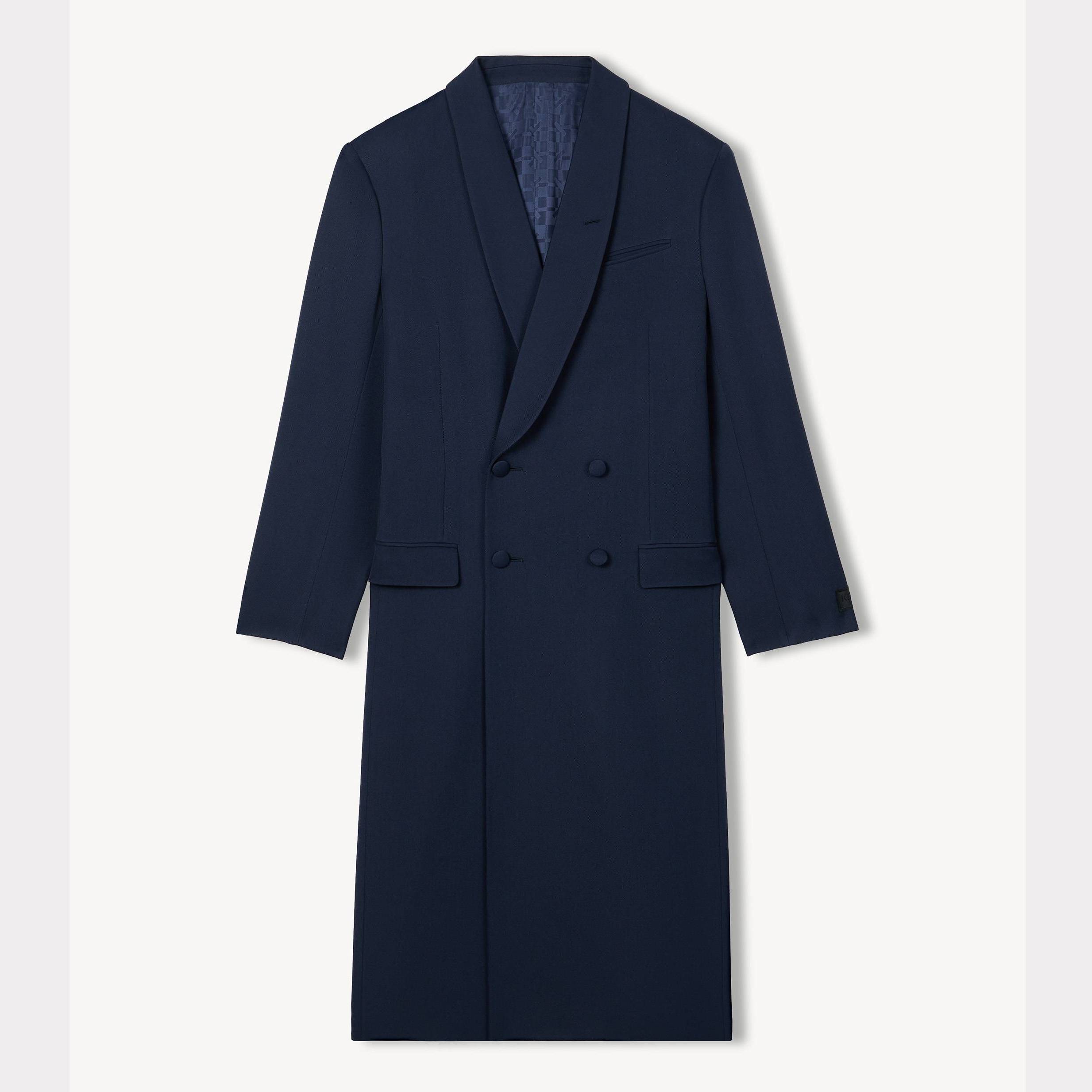 KENZO Shawl Lapel Tailored Coat , Man, Navy Blue, Size S, Wool