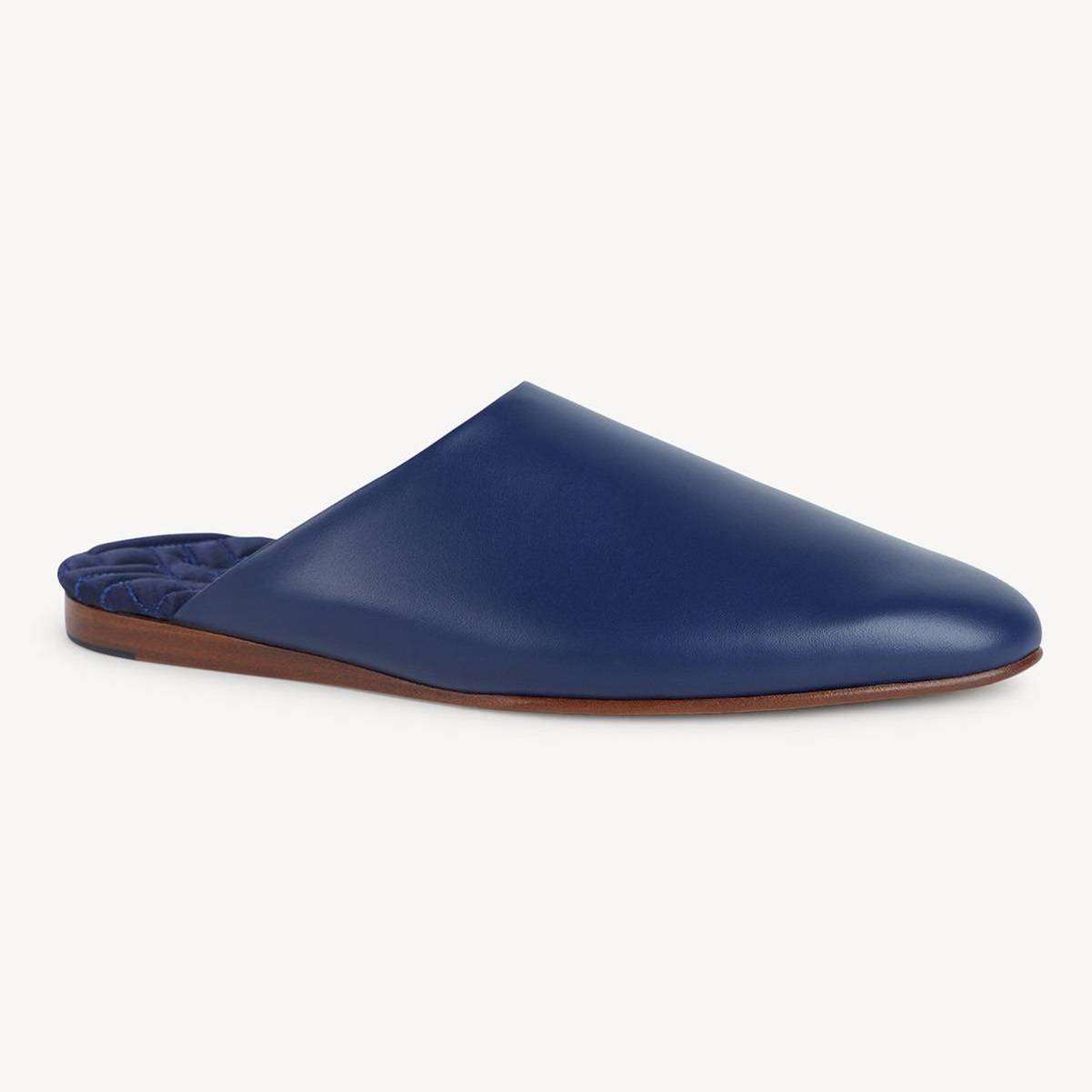 KENZO 'Kenzo-luke' Mules In Leather Navy Blue- Mens - Size 40