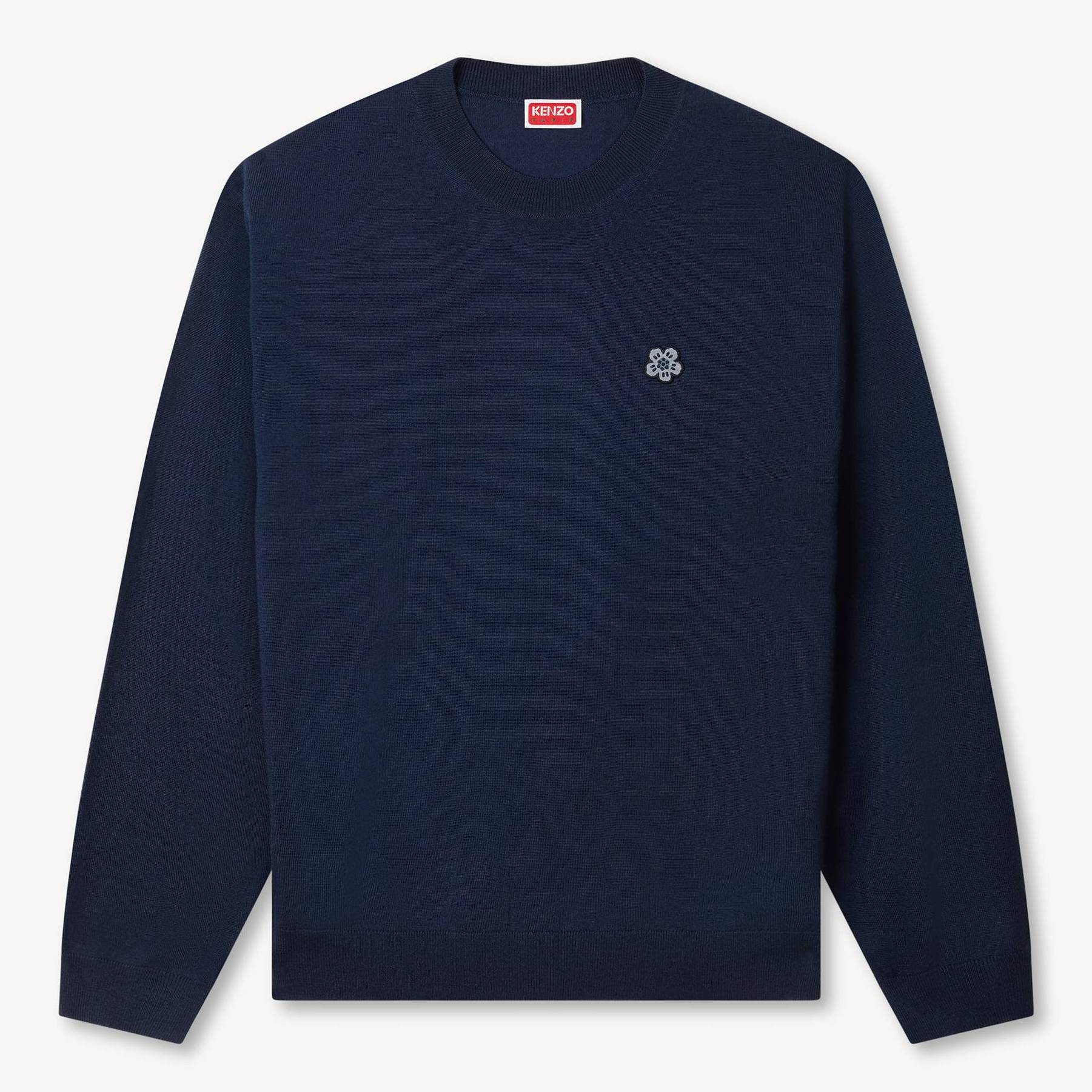 KENZO 'Boke Flower' Embroidered Sweater In Merino Wool, Man, Navy Blue, Size L, Wool