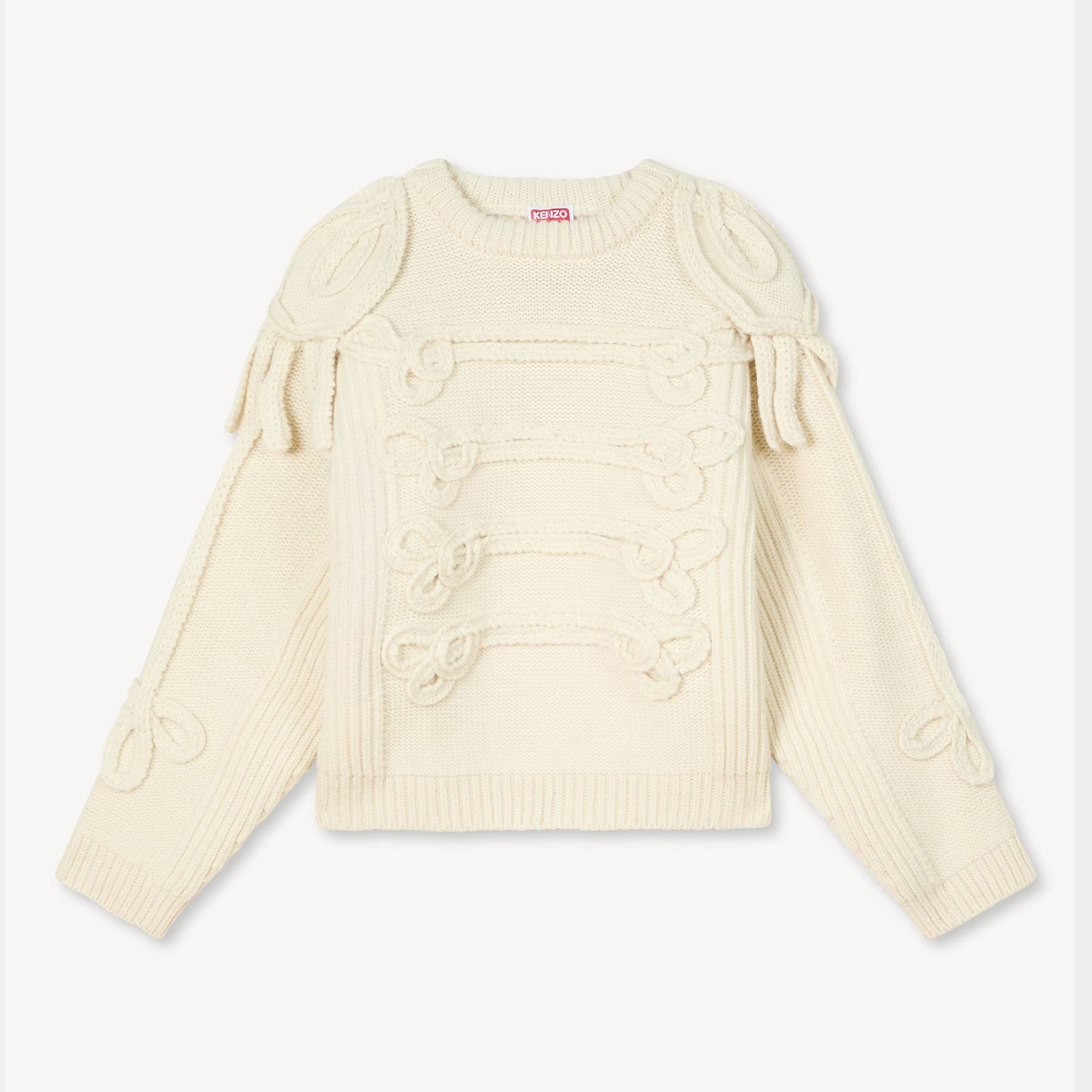 KENZO Fisherman Elevated Sweater In Wool Alpaca, Man, Off White, Size S,