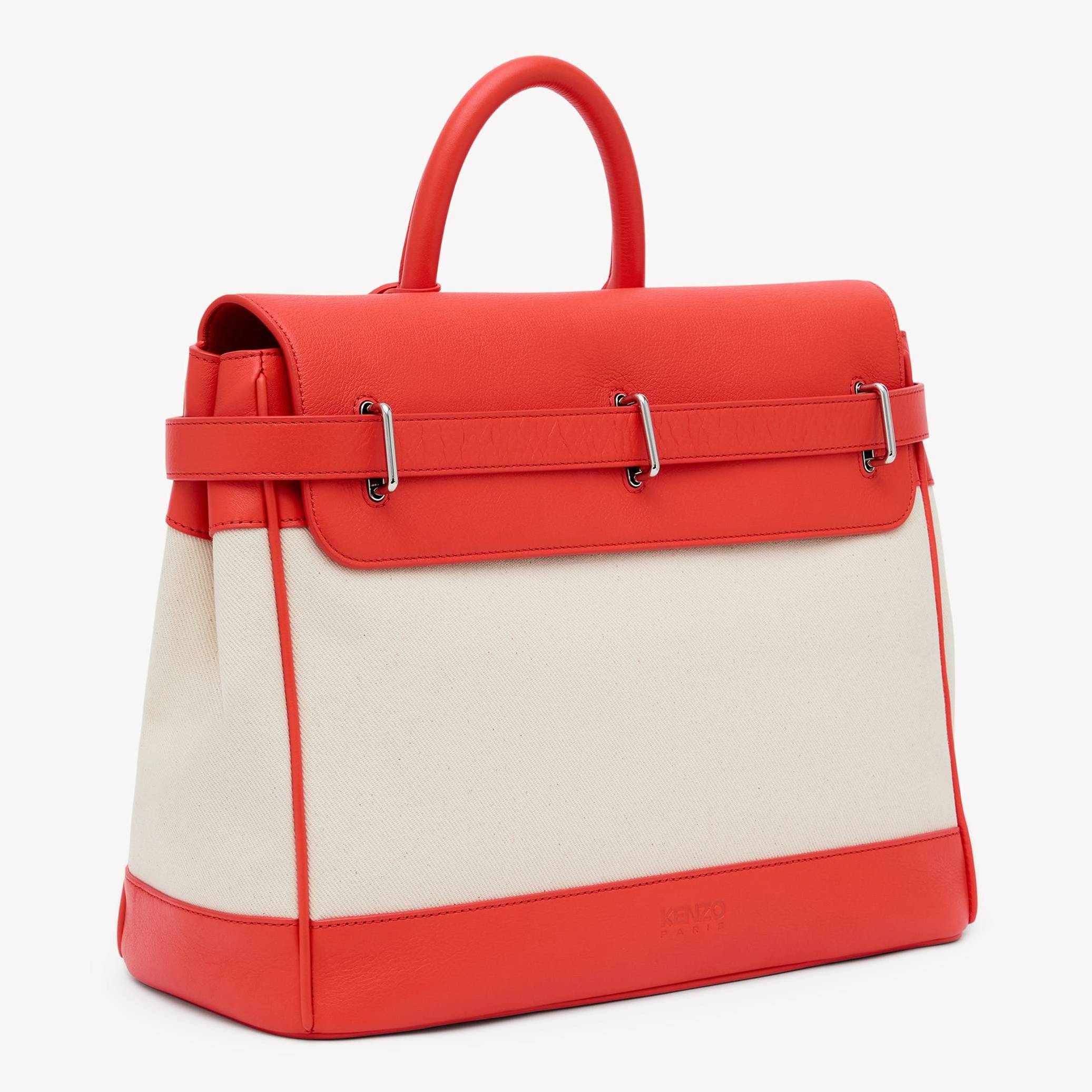 KENZO ' Holdall' Bag In Canvas And Leather, Man, Cherry Red, Leather