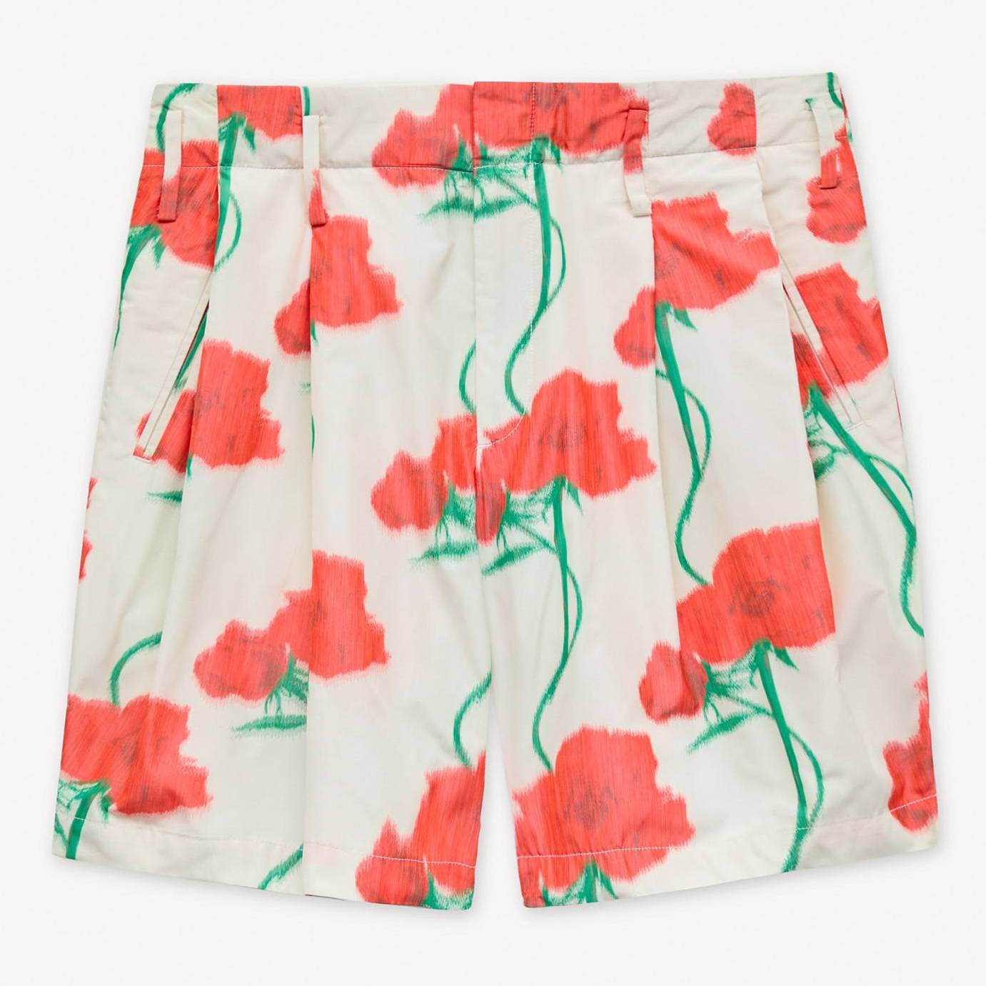 KENZO ' Archive Pink' Tailored Shorts In Technical Taffeta, Man, Ecru, Size 36, Polyester