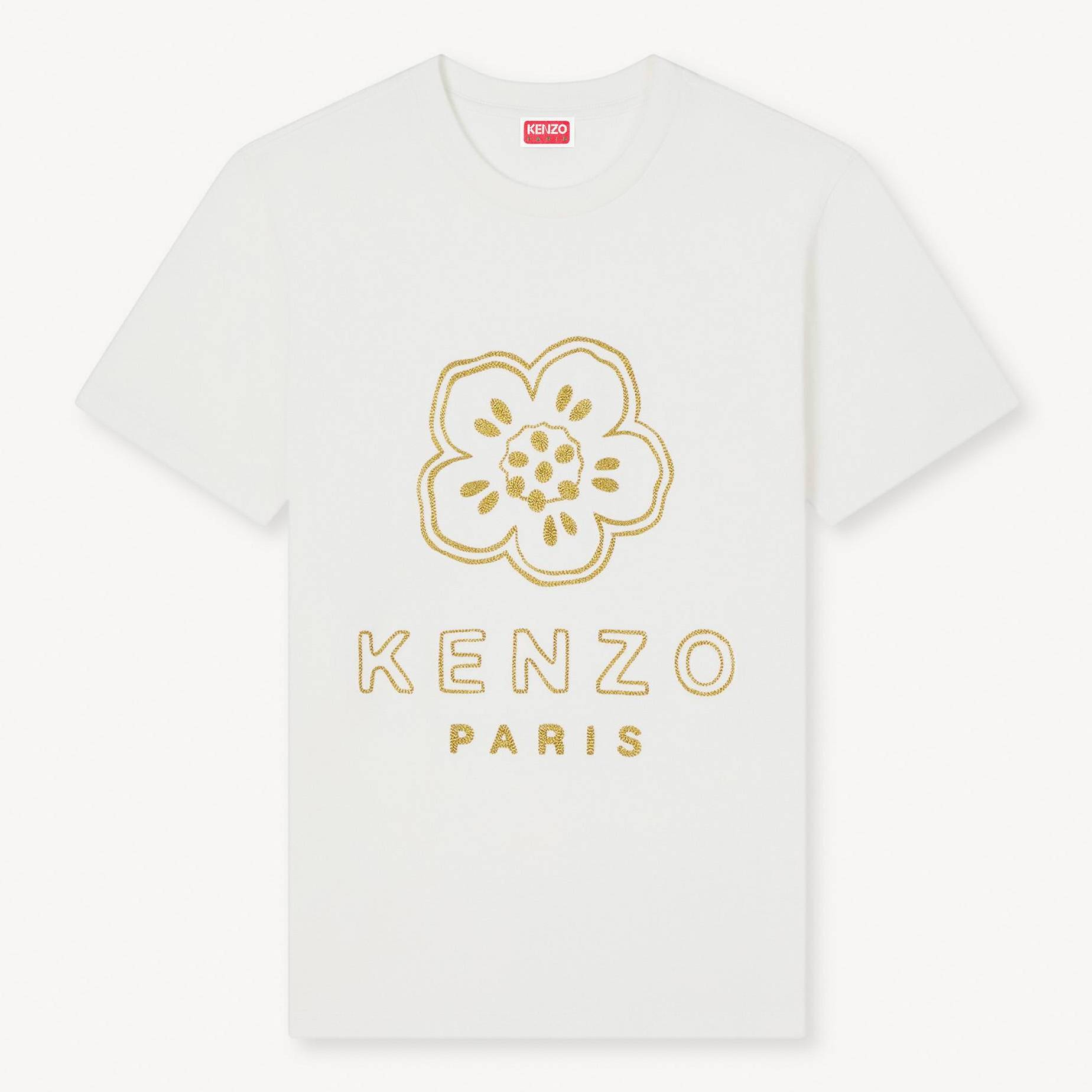 KENZO 'Boke Flower' Embroidered Slim T-shirt , Man, Off White, Size S, Cotton