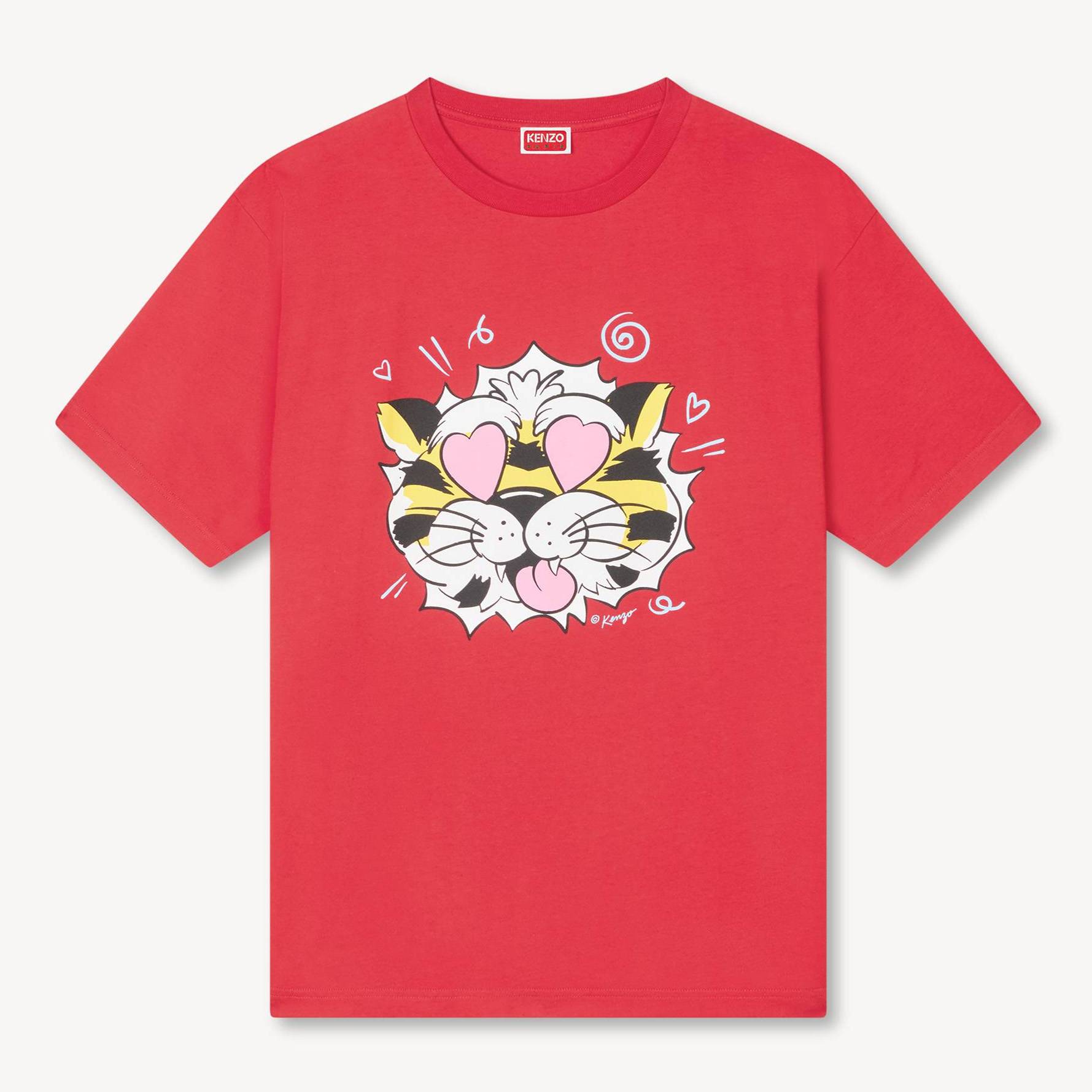 KENZO Camiseta De Algodón Oversize 'Kenzo Wild Tiger', Hombre, Rojo, L