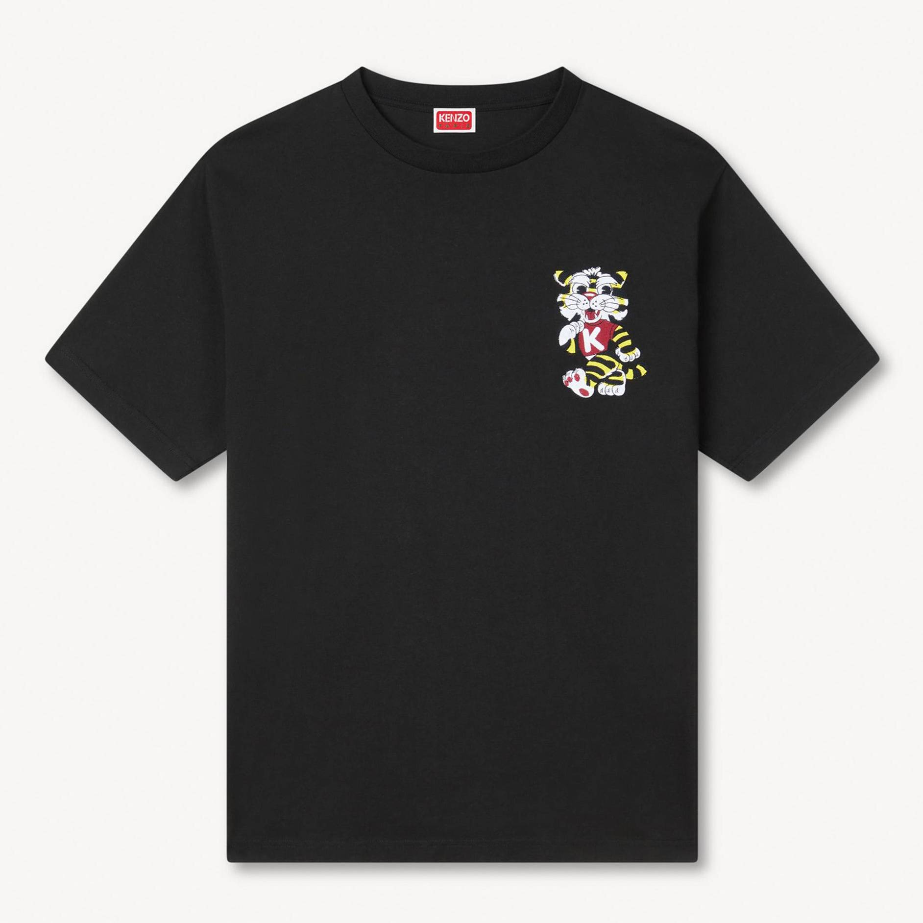 KENZO Camiseta Oversize De Algodón Bordada 'Kenzo Wild Tiger', Hombre, Negro, M