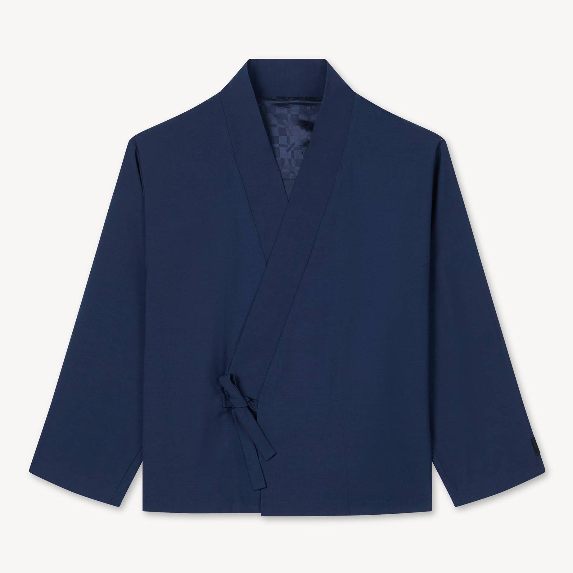 KENZO Kimono Jacket In Mixed Wool, Man, Navy Blue, Size Xl, Wool