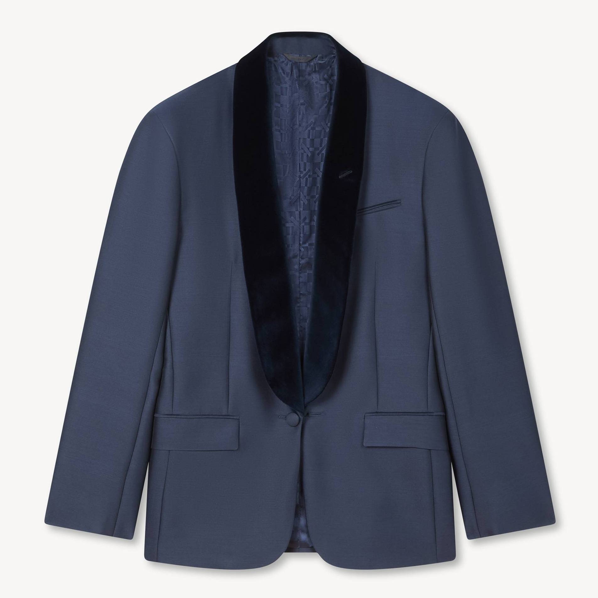 KENZO Shawl Lapel Tailored Jacket Slik, Man, Navy Blue, Size 50,