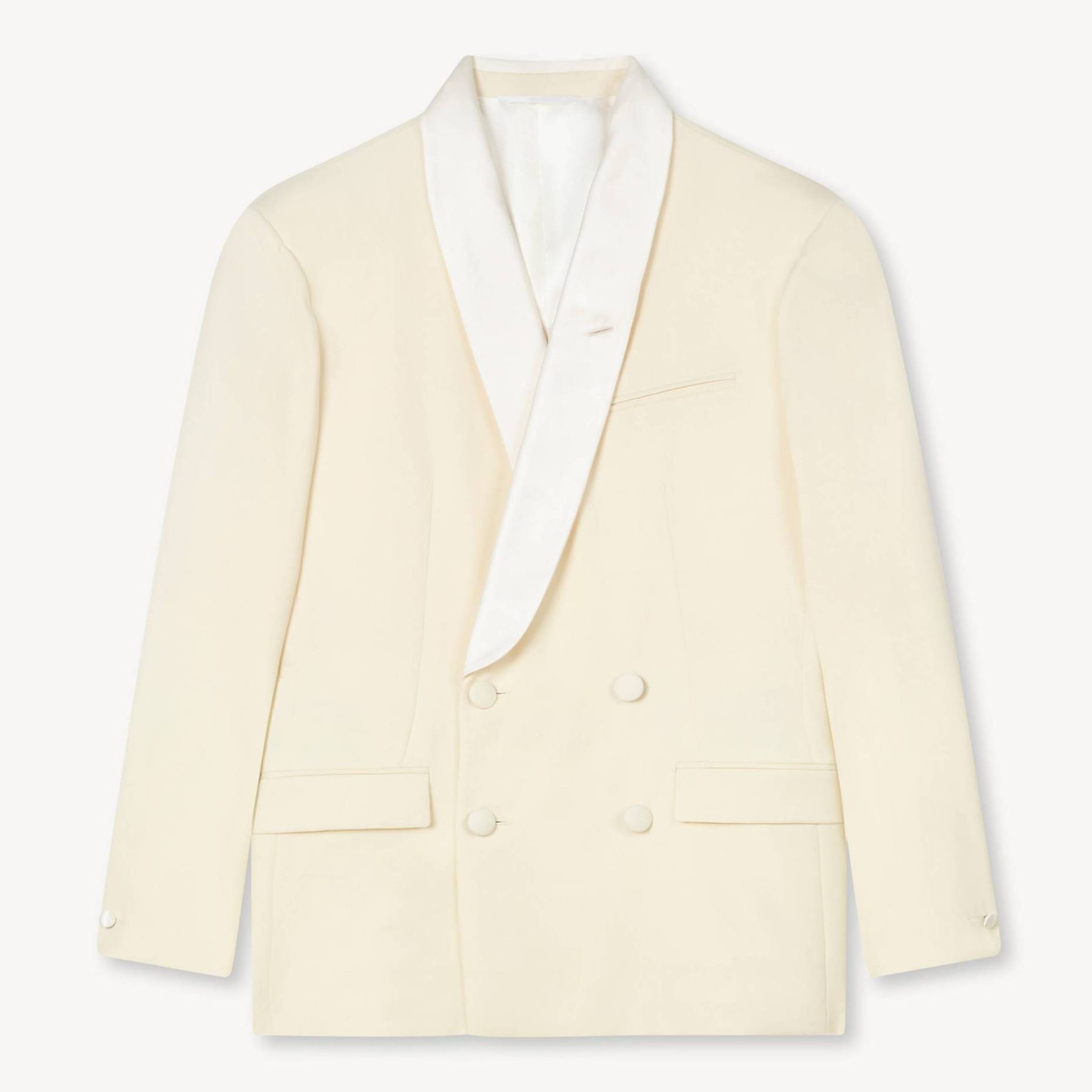 KENZO Giacca Sartoriale Doppiopetto Con Revers a Scialle In Lana Vergine Ecru- Uomo - Taglia 56