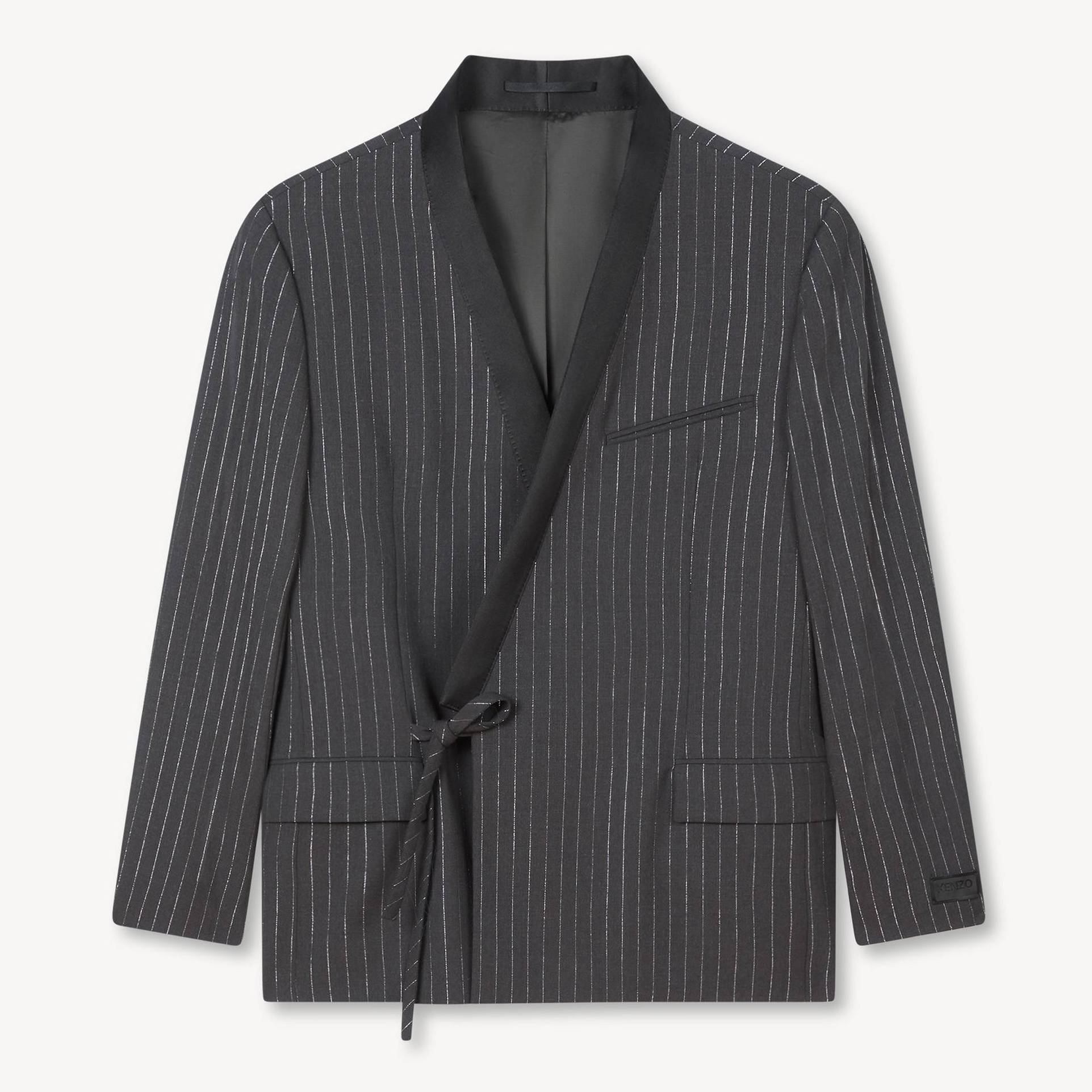 KENZO ' Stripes' Double Breasted Tailored Kimono Jacket, Man, Anthracite, Size 52, Wool