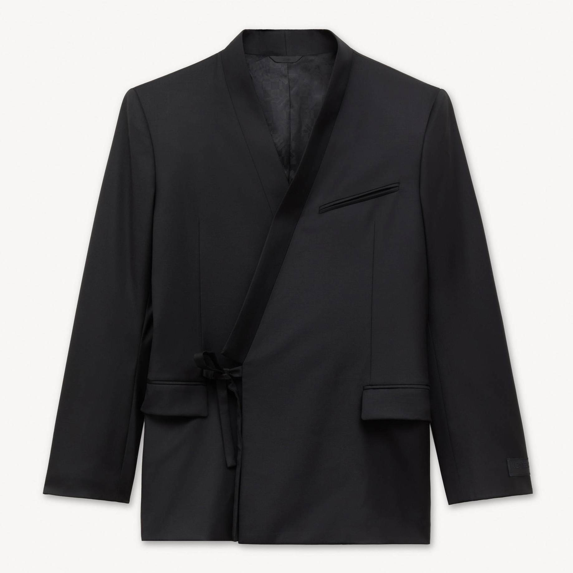 KENZO Giacca Sartoriale Kimono Doppiopetto In Lana Vergine Nero- Uomo - Taglia 56