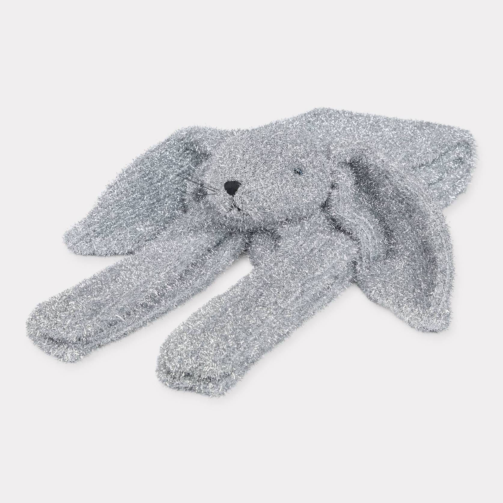 KENZO ' Winter Holidays' Bunny Scarf In Tinsel Knit, Man, Silver, Nylon