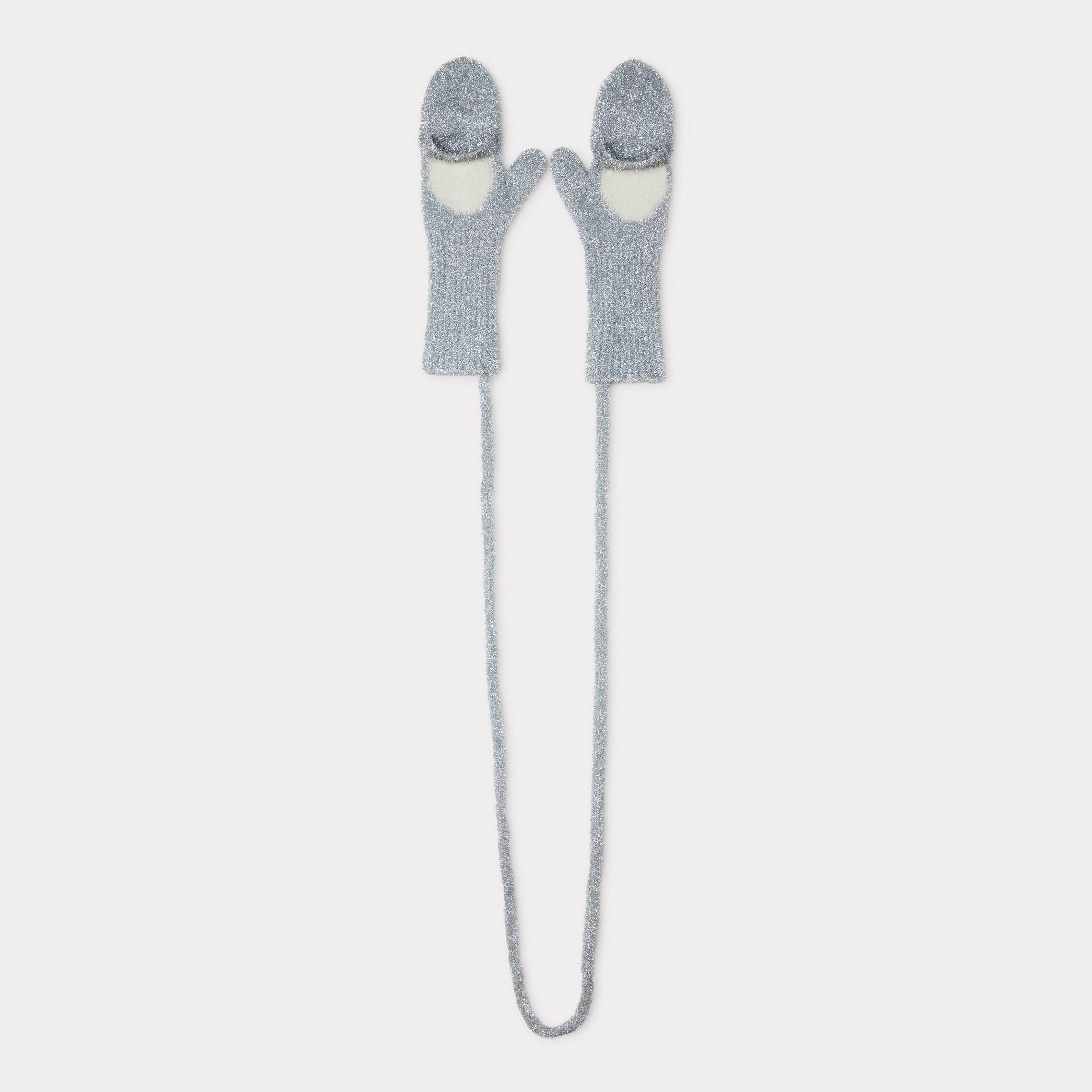 KENZO ' Winter Holidays' Mittens In Tinsel Knit, Man, Silver, Nylon