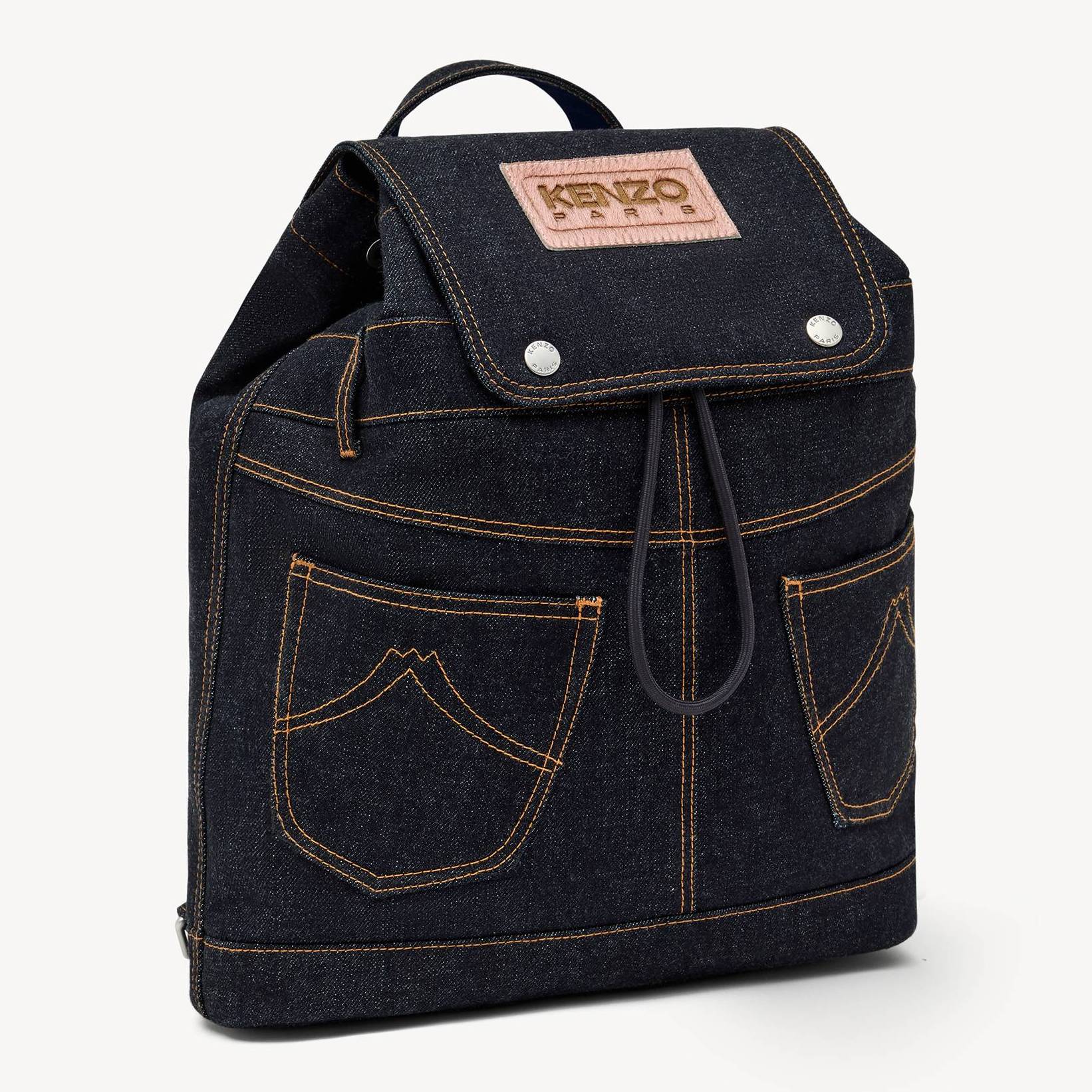 KENZO 'Kenzo Five Pockets' Backpack In Denim-like Twill, Navy Blue, - Mens