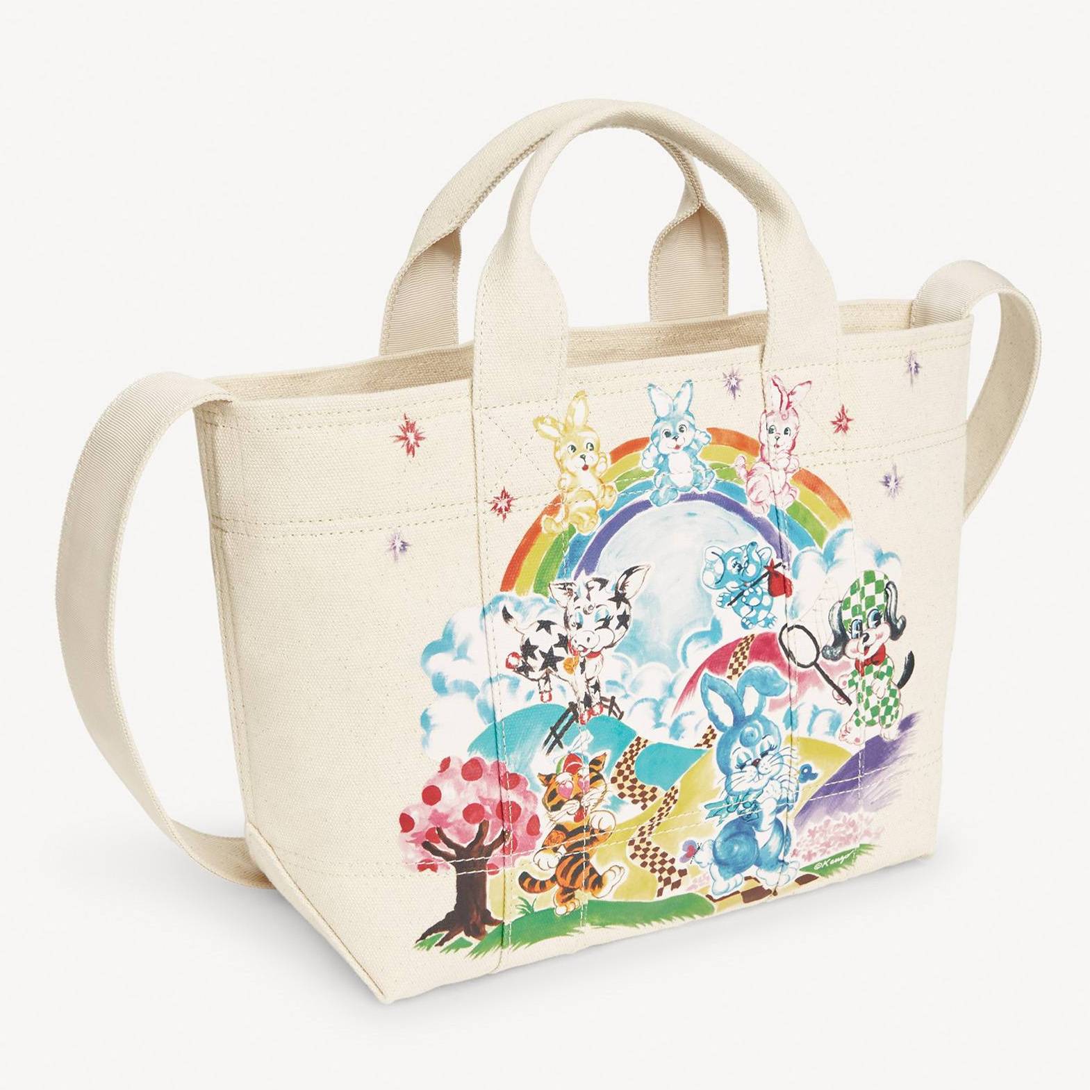 KENZO ' Cartoon' Small Tote Bag In Canvas, Man, Ecru, Canvas