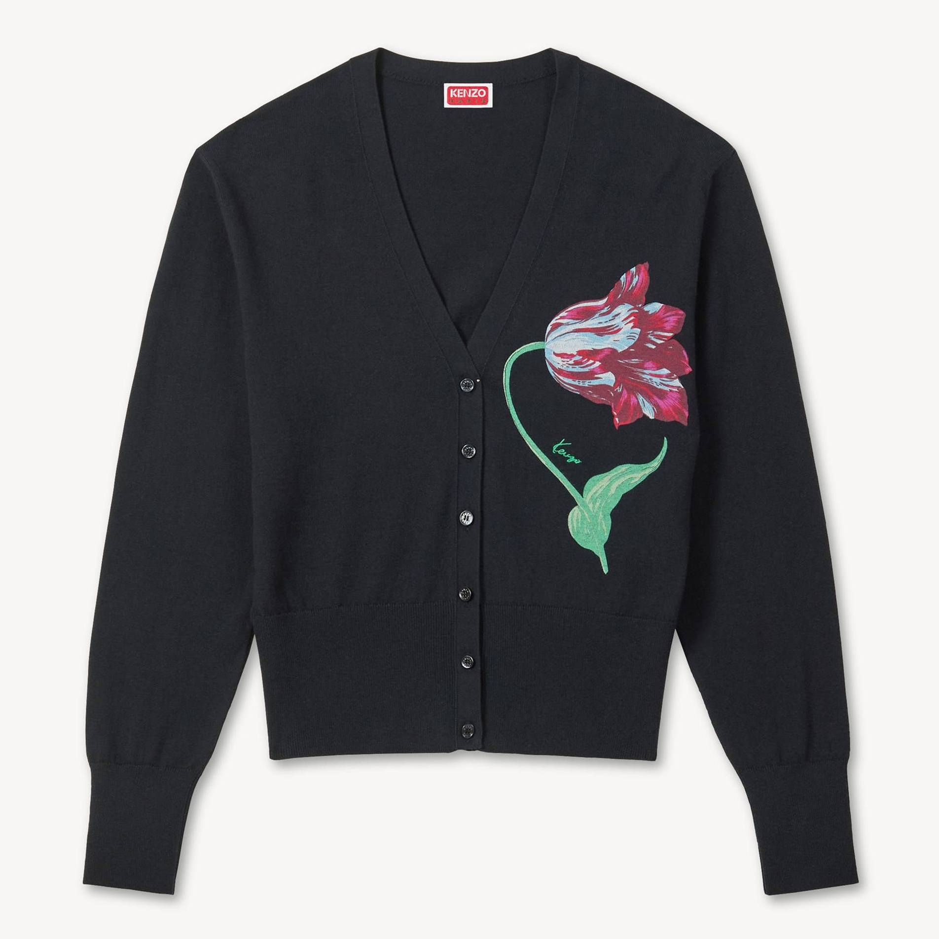 KENZO ' Tulip' Cardigan Wool, Woman, Black, Size Xl,