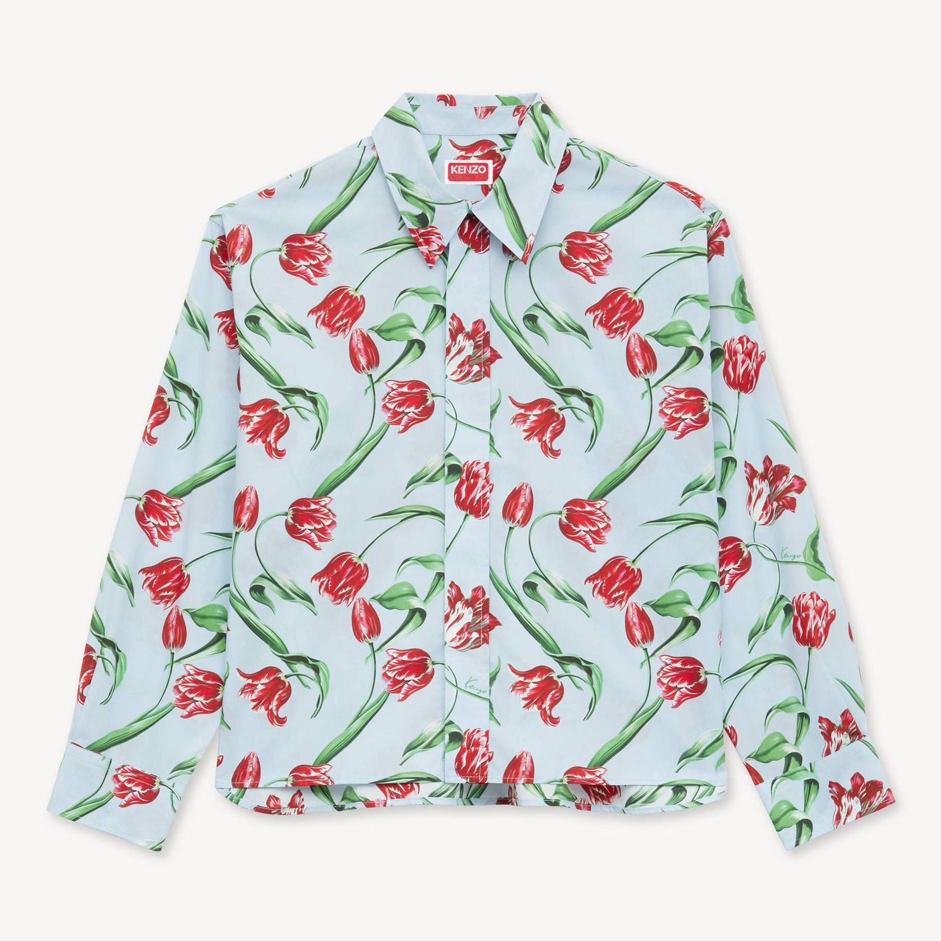KENZO ' Tulip' Shirt Poplin, Woman, Light Blue, Size 42,