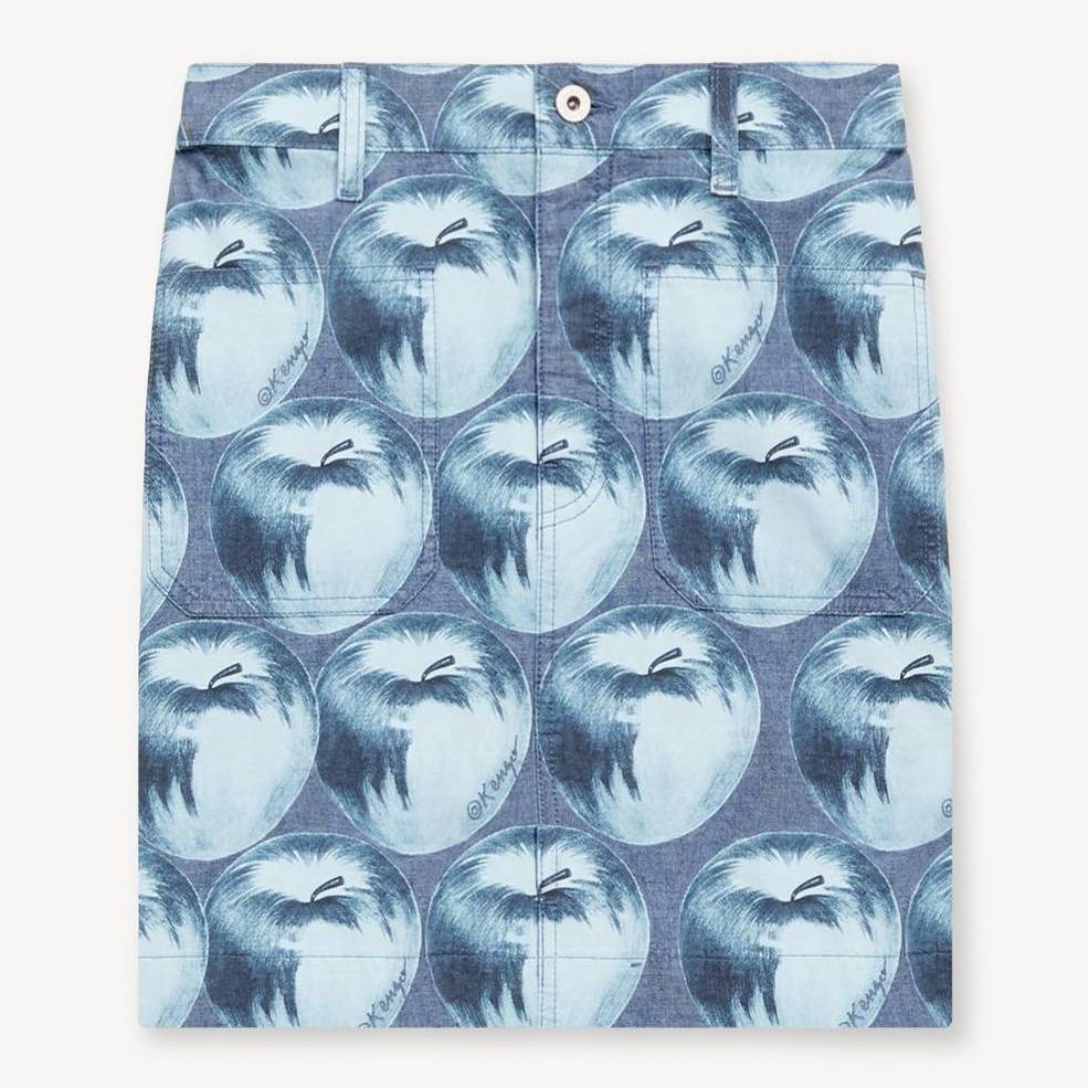 KENZO 'Kenzo Apple Pop' Short Skirt In Japanese Denim Light Blue - Womens Size 26
