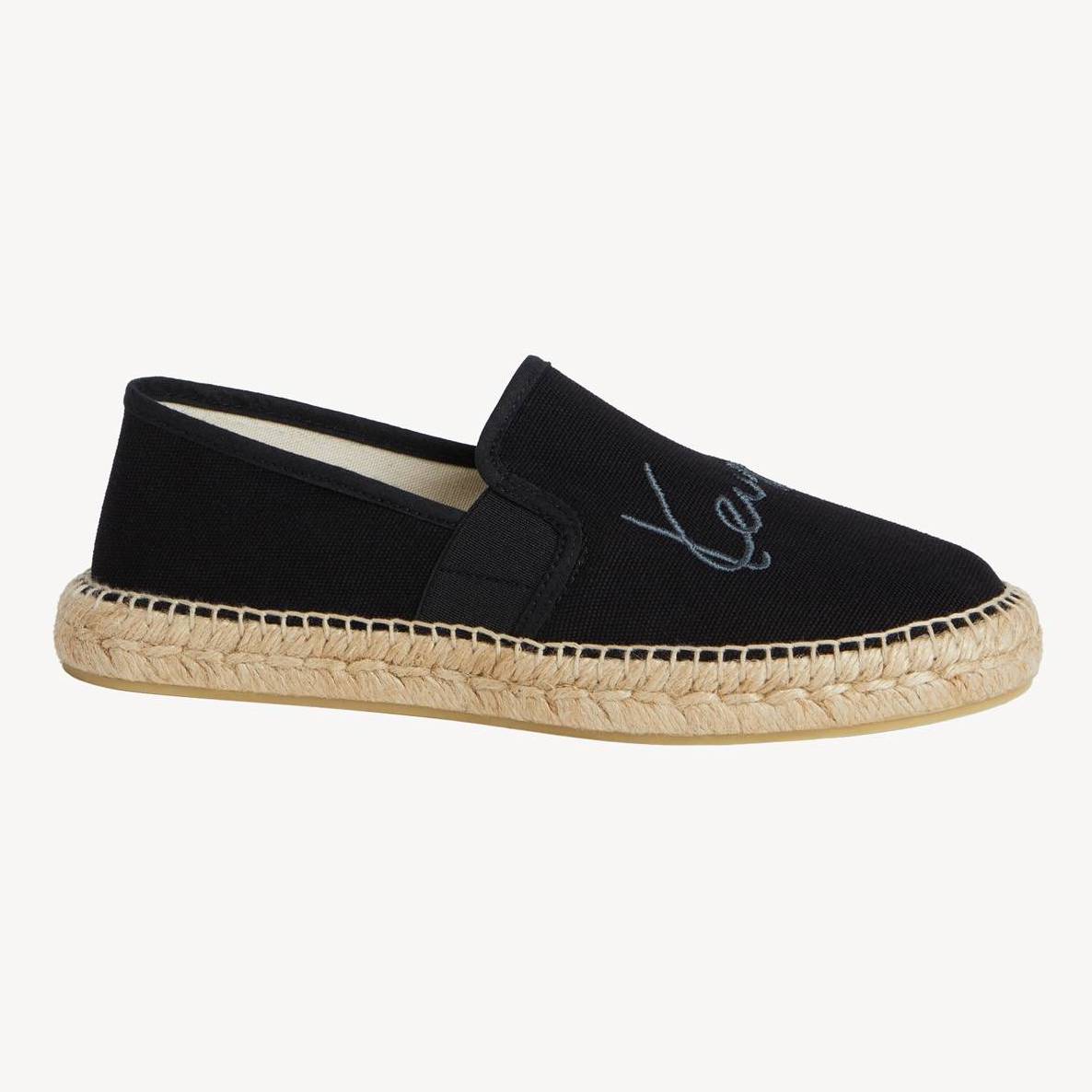 KENZO 'Kenzo Signature' Espadrilles In Canvas, Black, Womens , 37