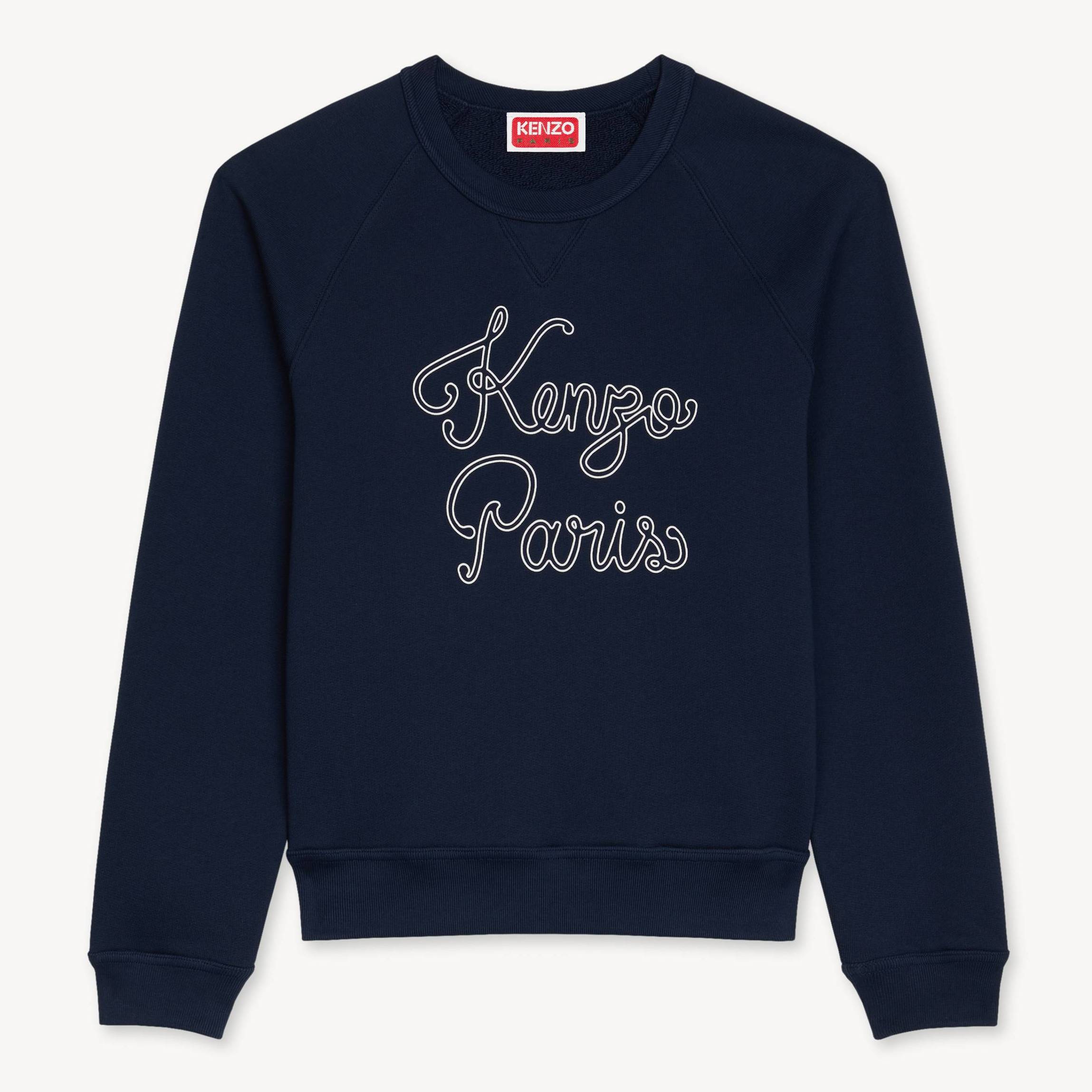 KENZO ' Paris Chainstitch' Sweatshirt , Woman, Navy Blue, Size L, Cotton