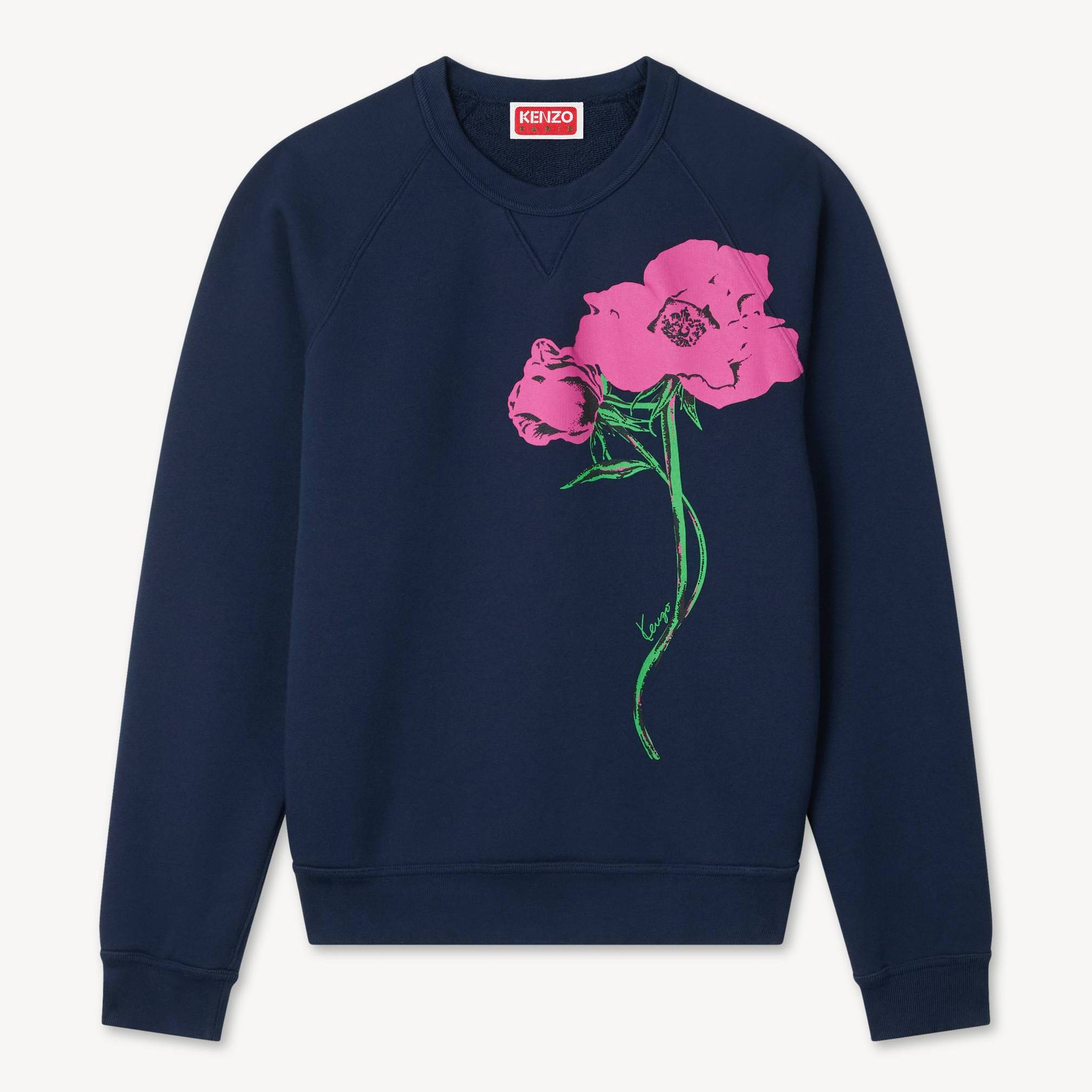KENZO ' Pop Pink' Sweatshirt , Woman, Navy Blue, Size Xl, Cotton