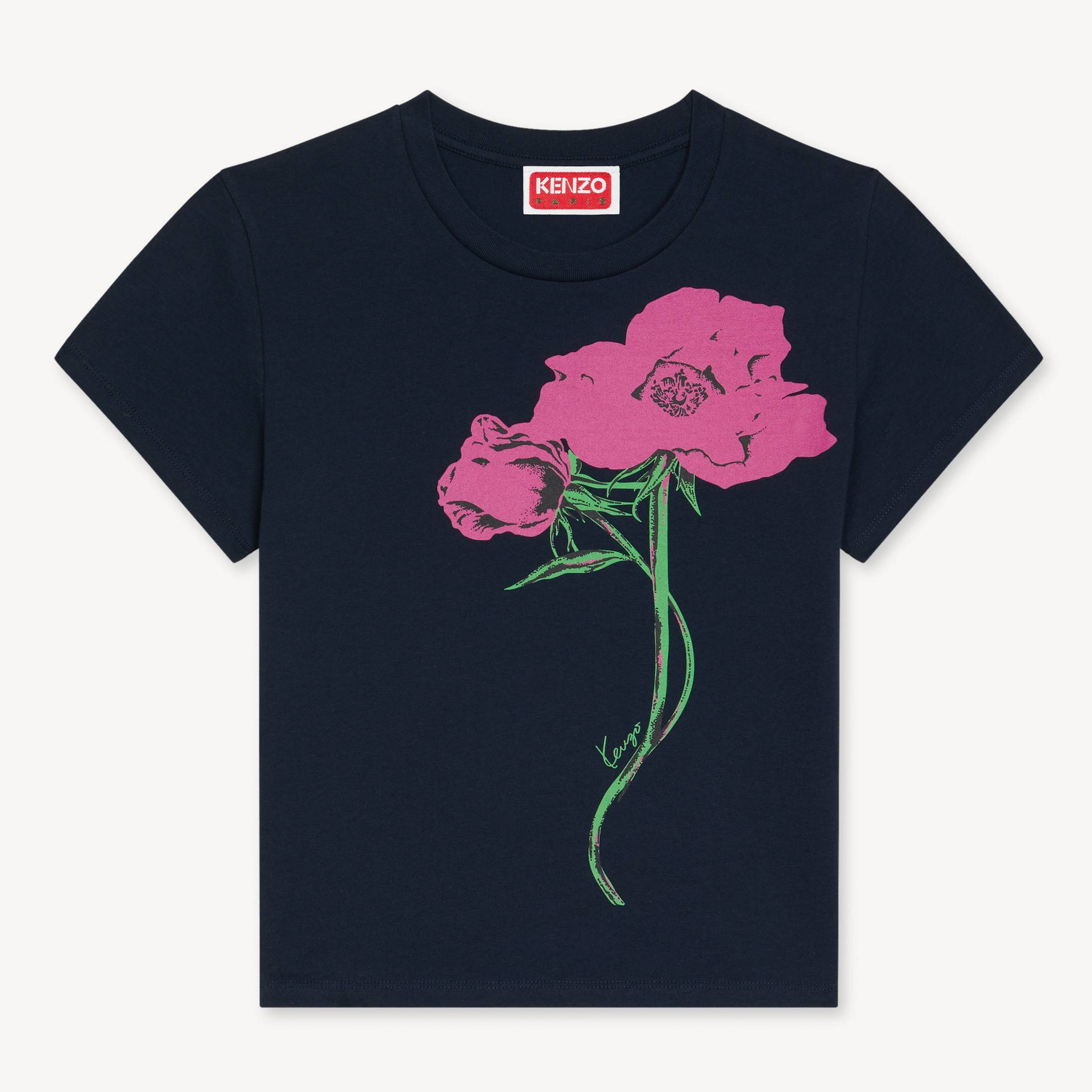 KENZO ' Pop Pink' T-shirt , Woman, Navy Blue, Size S, Cotton