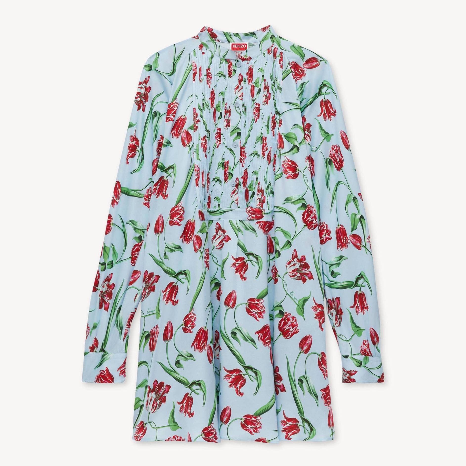 KENZO ' Tulip' Shirt Dress, Woman, Light Blue, Size S, Viscose