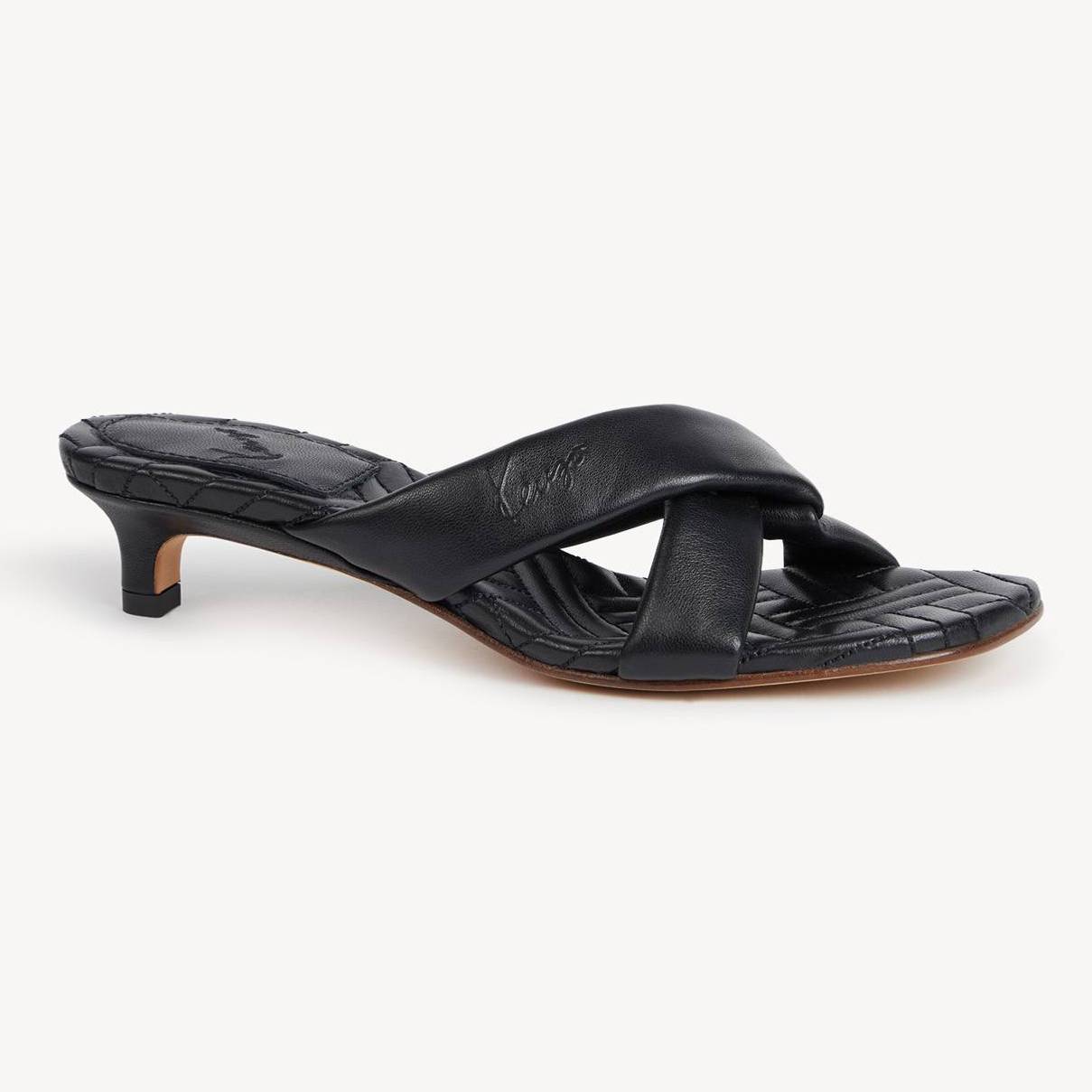 KENZO 'Kenzonatsu' Kitten Heel Sandals In Leather Black - Womens Size 37