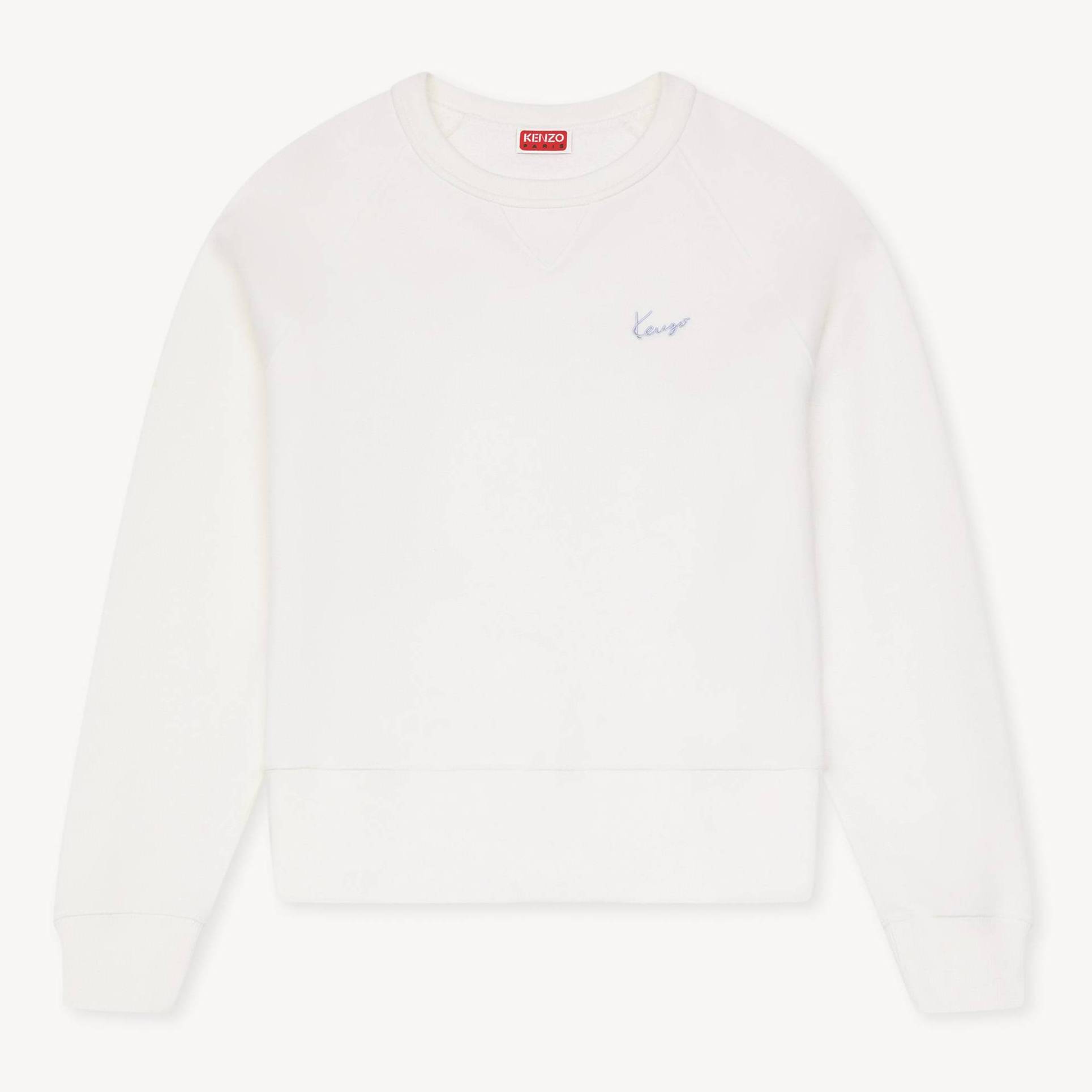 KENZO ' Signature' Embroidered Sweatshirt , Woman, Off White, Size Xl, Cotton