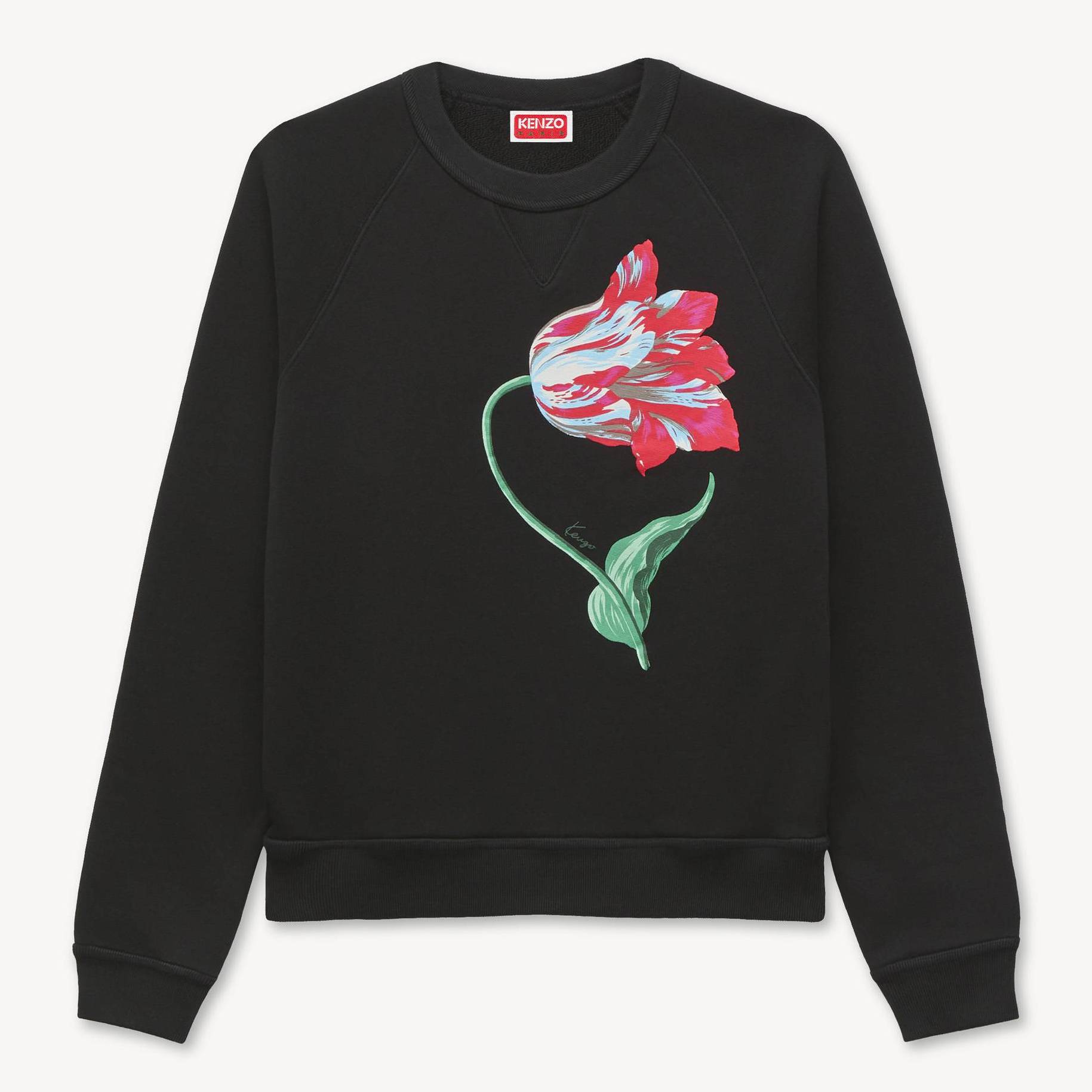 KENZO ' Tulip' Sweatshirt , Woman, Black, Size L, Cotton