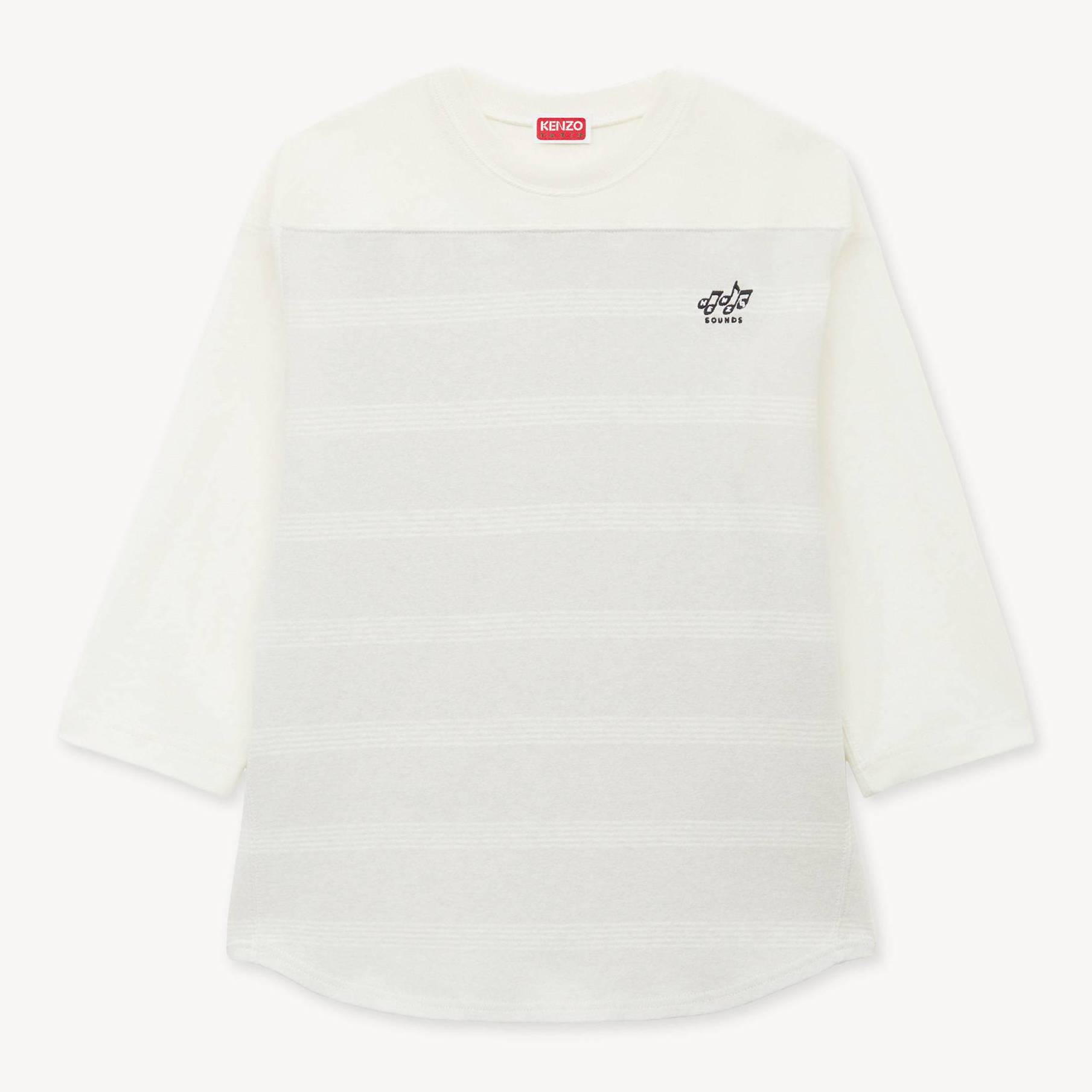 KENZO '' Sounds' Embroidered Mariniere Long Sleeves T-shirt , Woman, Off White, Size M, Cotton