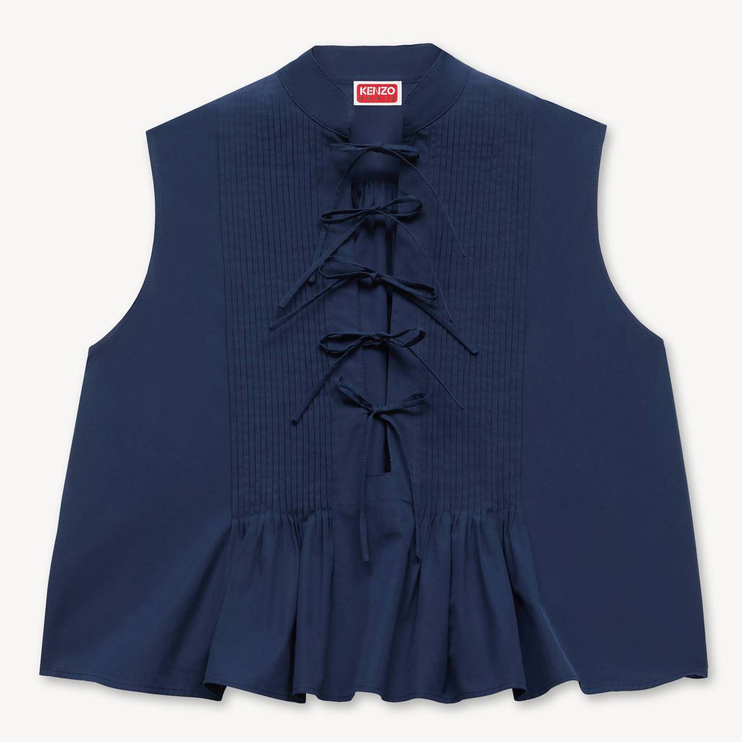 KENZO Sleeveless Top Poplin, Woman, Blue Black, Size 36,