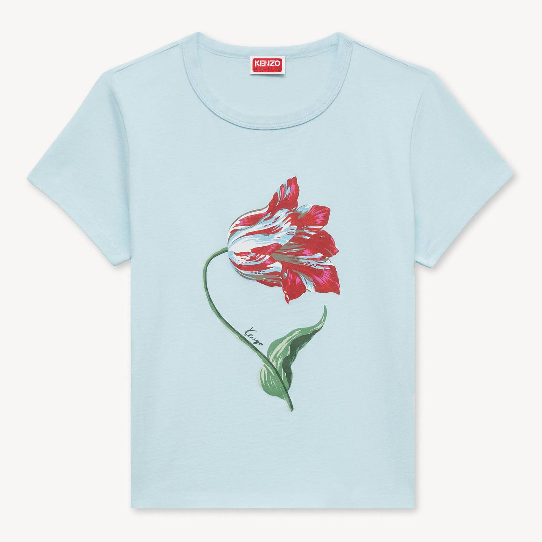KENZO ' Tulip' T-shirt , Woman, Light Blue, Size S, Cotton