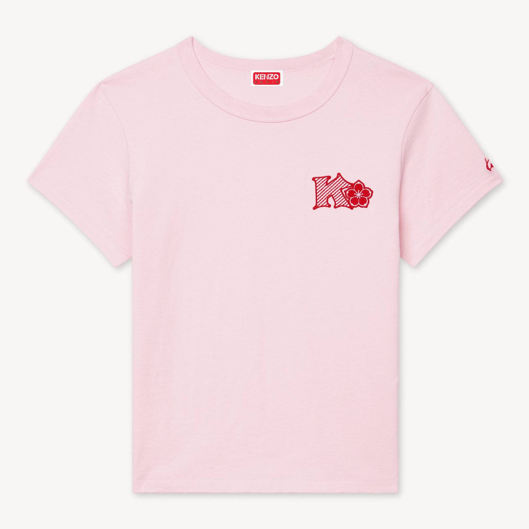 KENZO 'Kenzo Paris Emblem' Embroidered Small Fit T-shirt In Cotton Faded Pink - Womens Size S